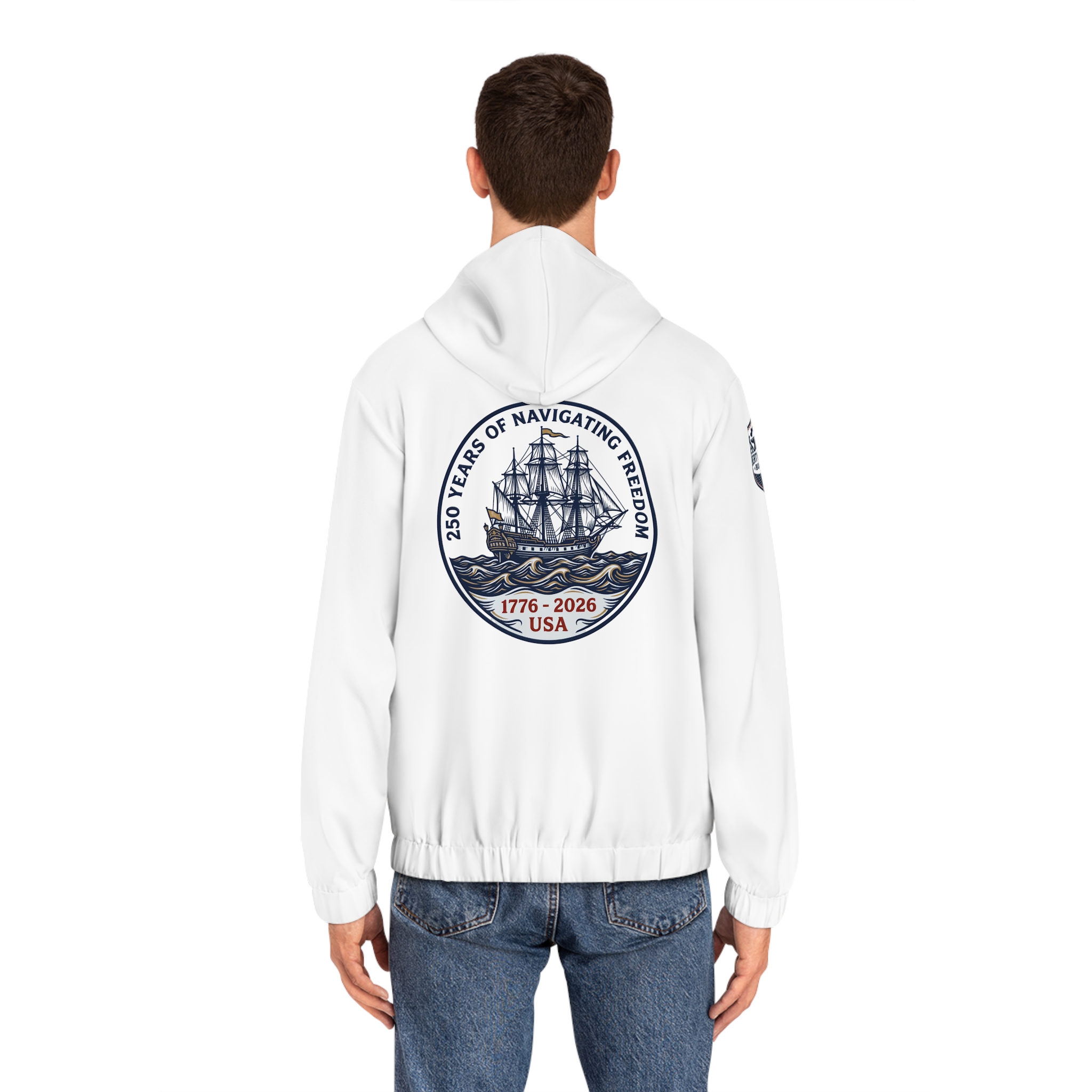 250 Years of Navigating Freedom zip up Hoodie | USA 1776 - 2026 - Image 4