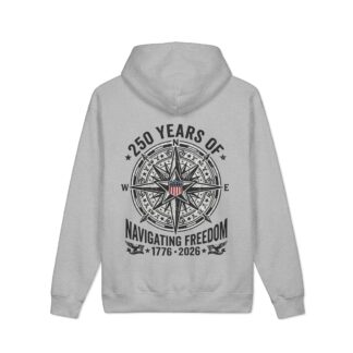250 Years Navigating Freedom Tall Ship Hoodie | Nautical America 250 Premium Sweatshirt | Vintage Maritime