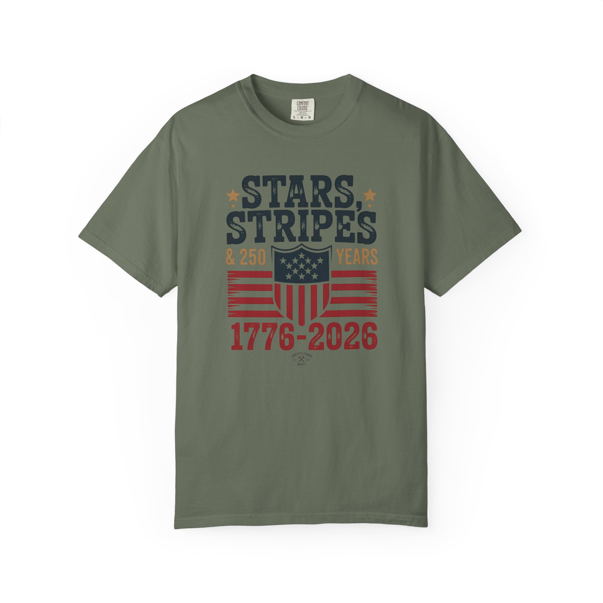 Stars Stripes & 250 Years Tee | Patriotic Shield Americana Shirt | America 250 Semiquincentennial Gift - Image 6