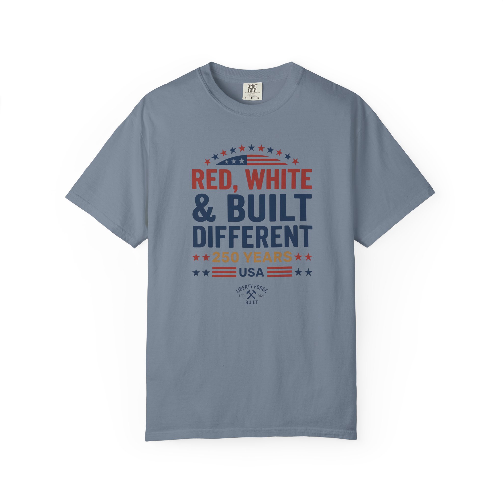 Red White & Built Different Tee | USA 250 Years Patriotic Shirt | America 250 Semiquincentennial - Image 9