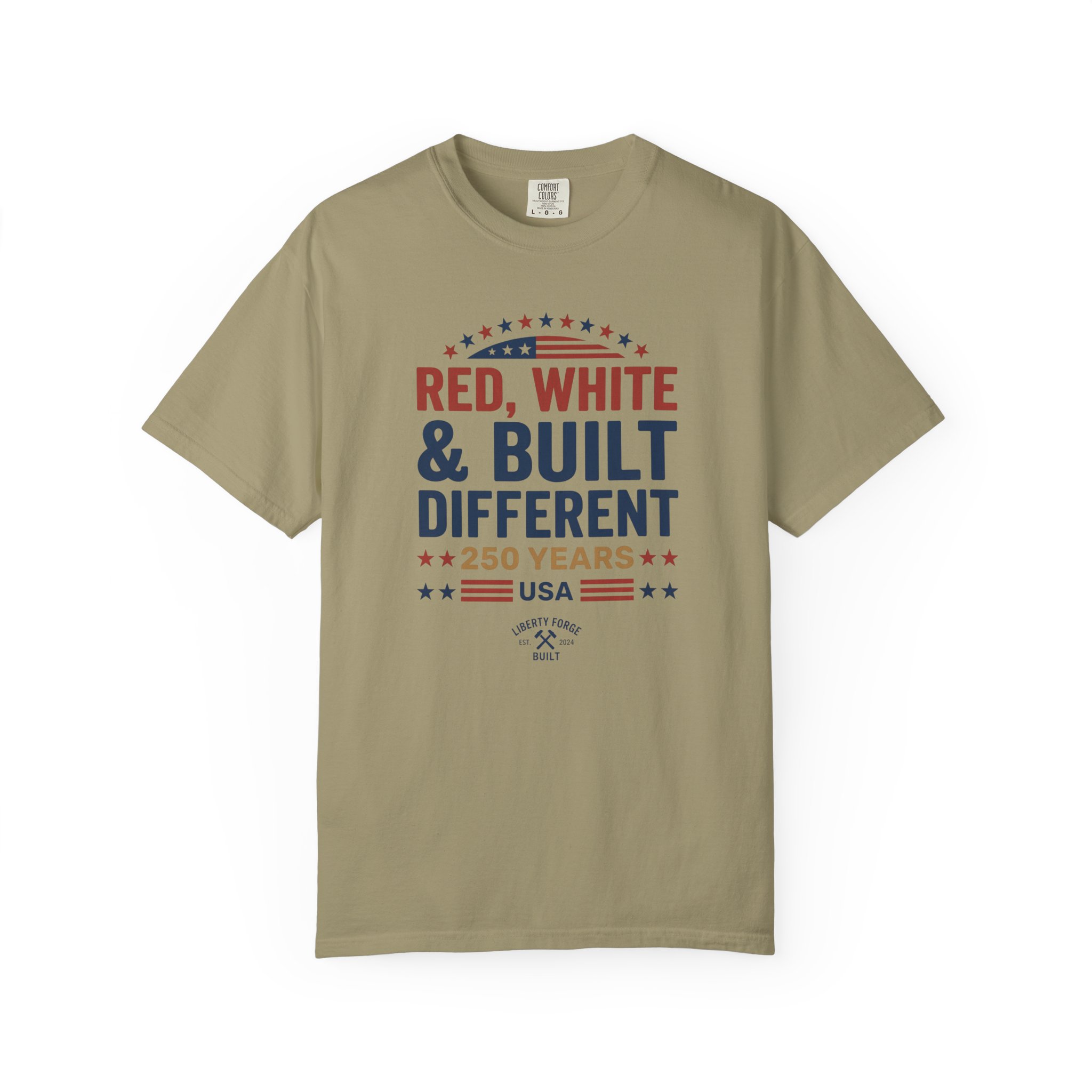 Red White & Built Different Tee | USA 250 Years Patriotic Shirt | America 250 Semiquincentennial - Image 2