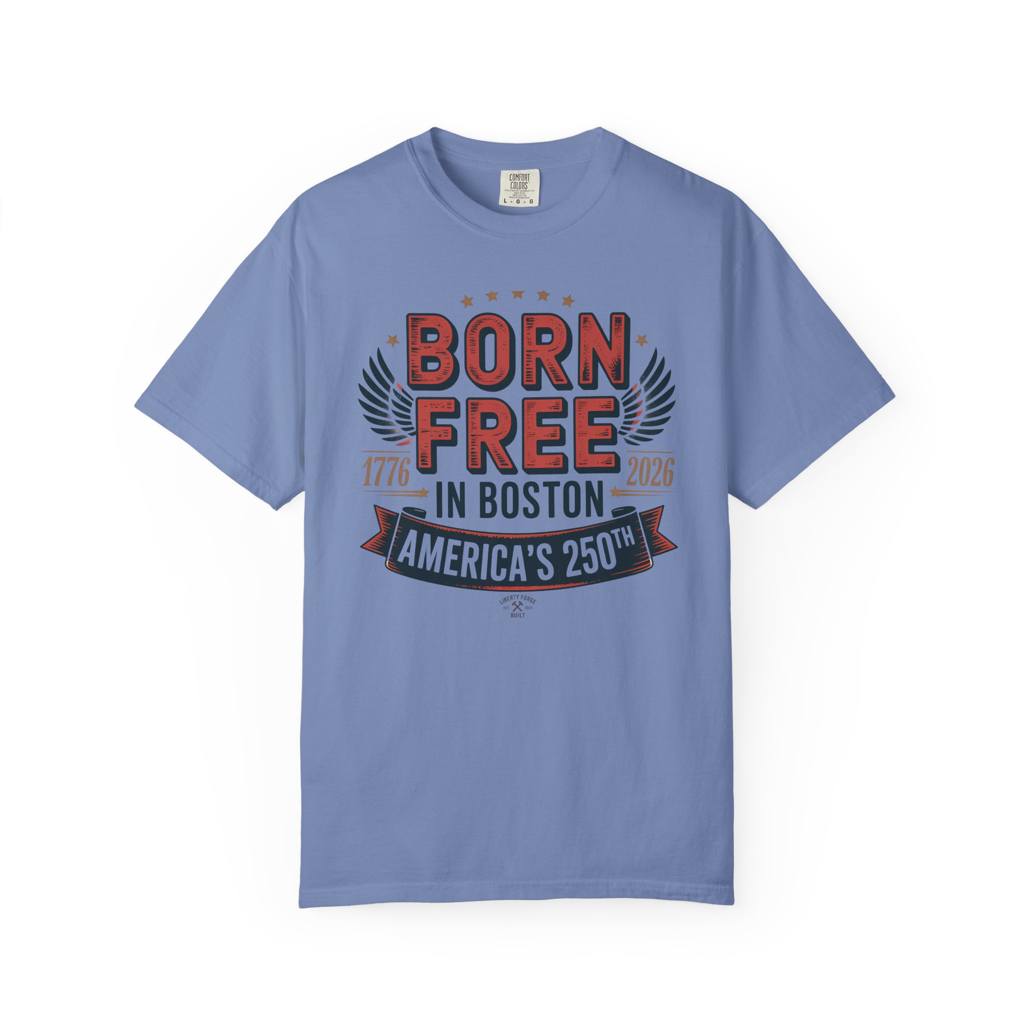 Born Free in Boston Tee | Vintage Revolutionary Boston Pride Shirt | America 250 Historical Gift - Image 8
