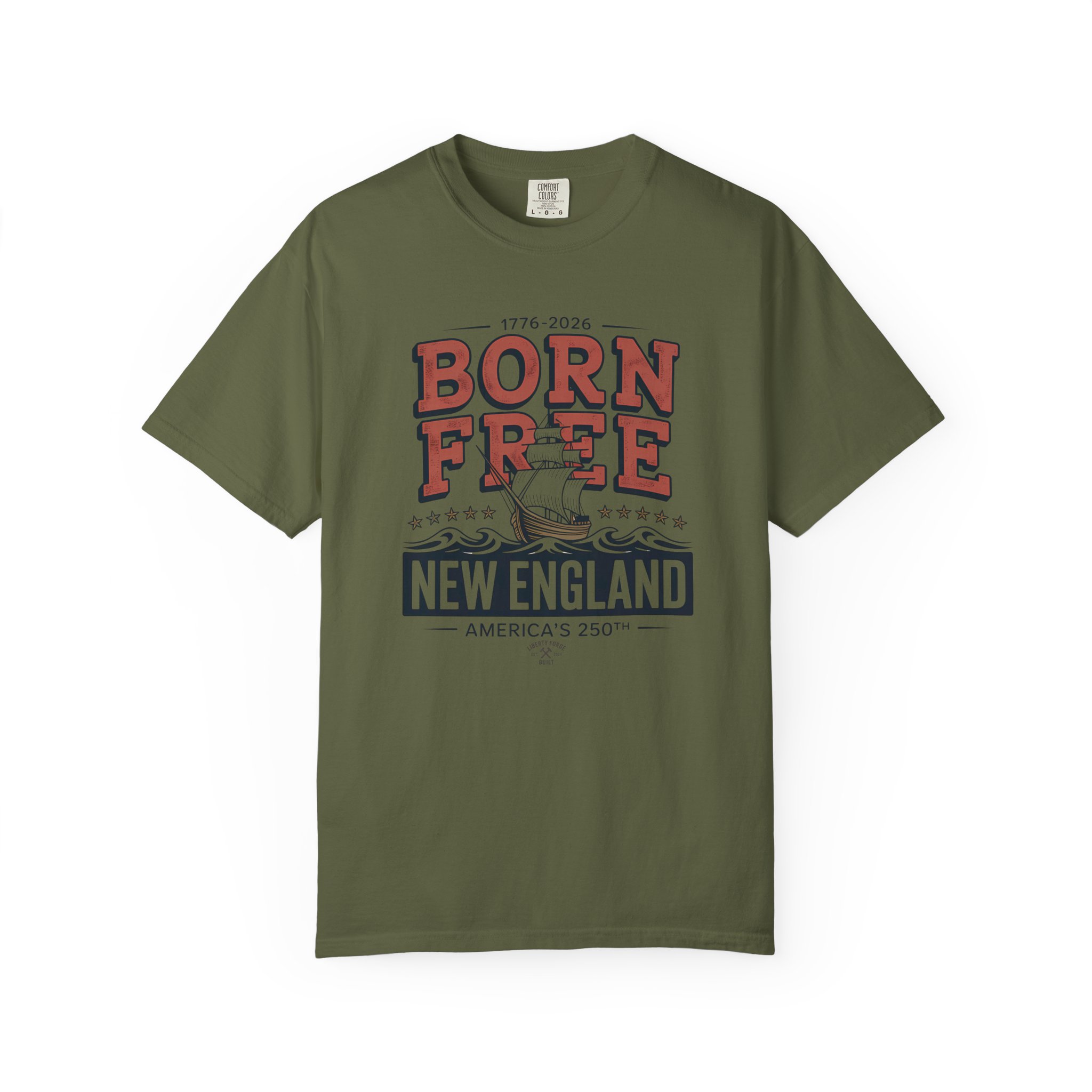Born Free New England Nautical Tee | Vintage 250th Anniversary Coastal Shirt | America 250 Maritime - Image 4