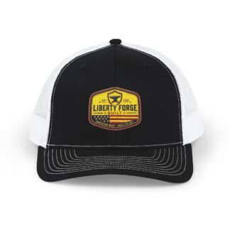 Liberty Forge Patch Trucker Cap — Vintage American Flag Snapback Embroidered