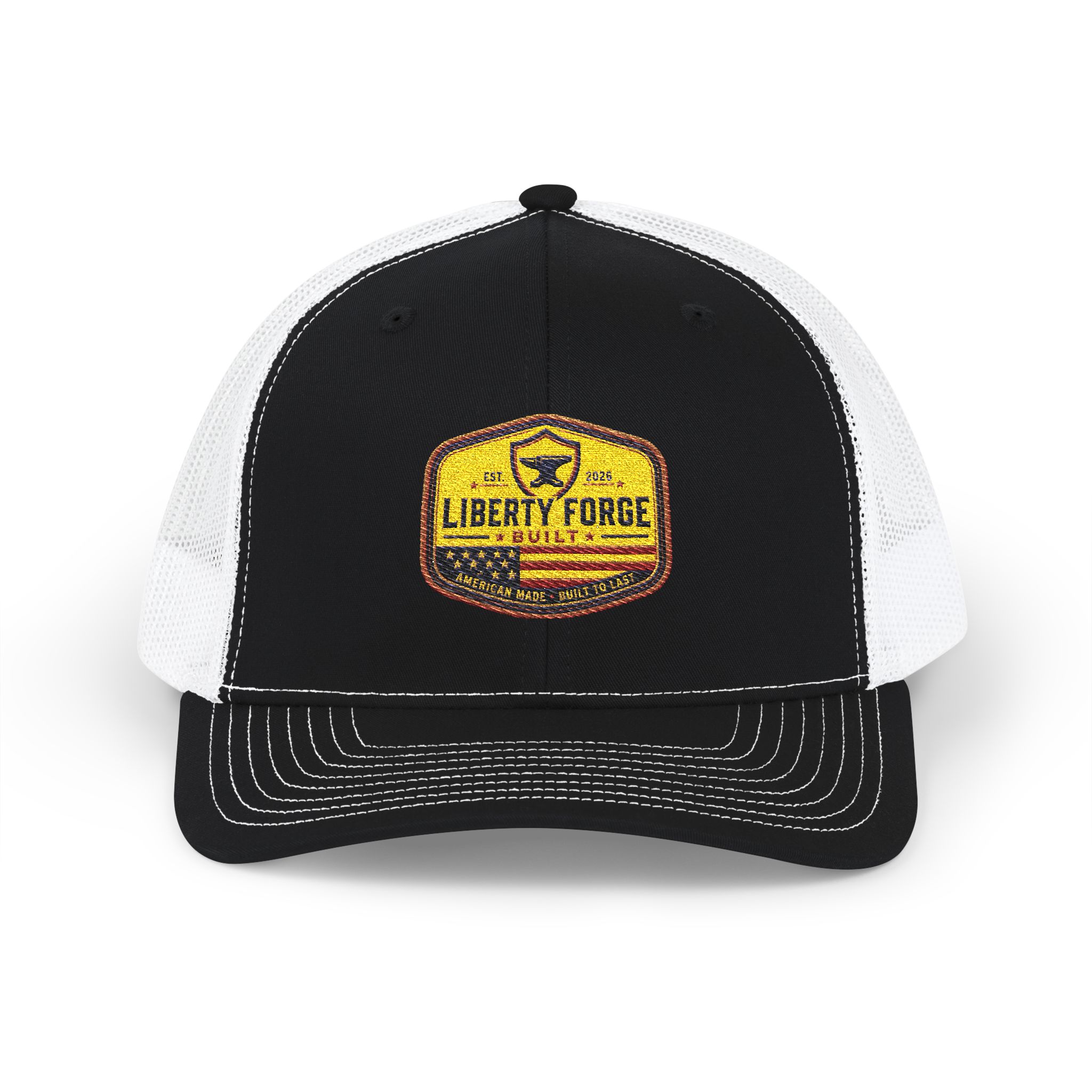 Liberty Forge Patch Cap - Vintage Americana Colorway | Structured Trucker Hat 1 Liberty Forge Patch Cap - Vintage Americana Colorway | Structured Trucker Hat