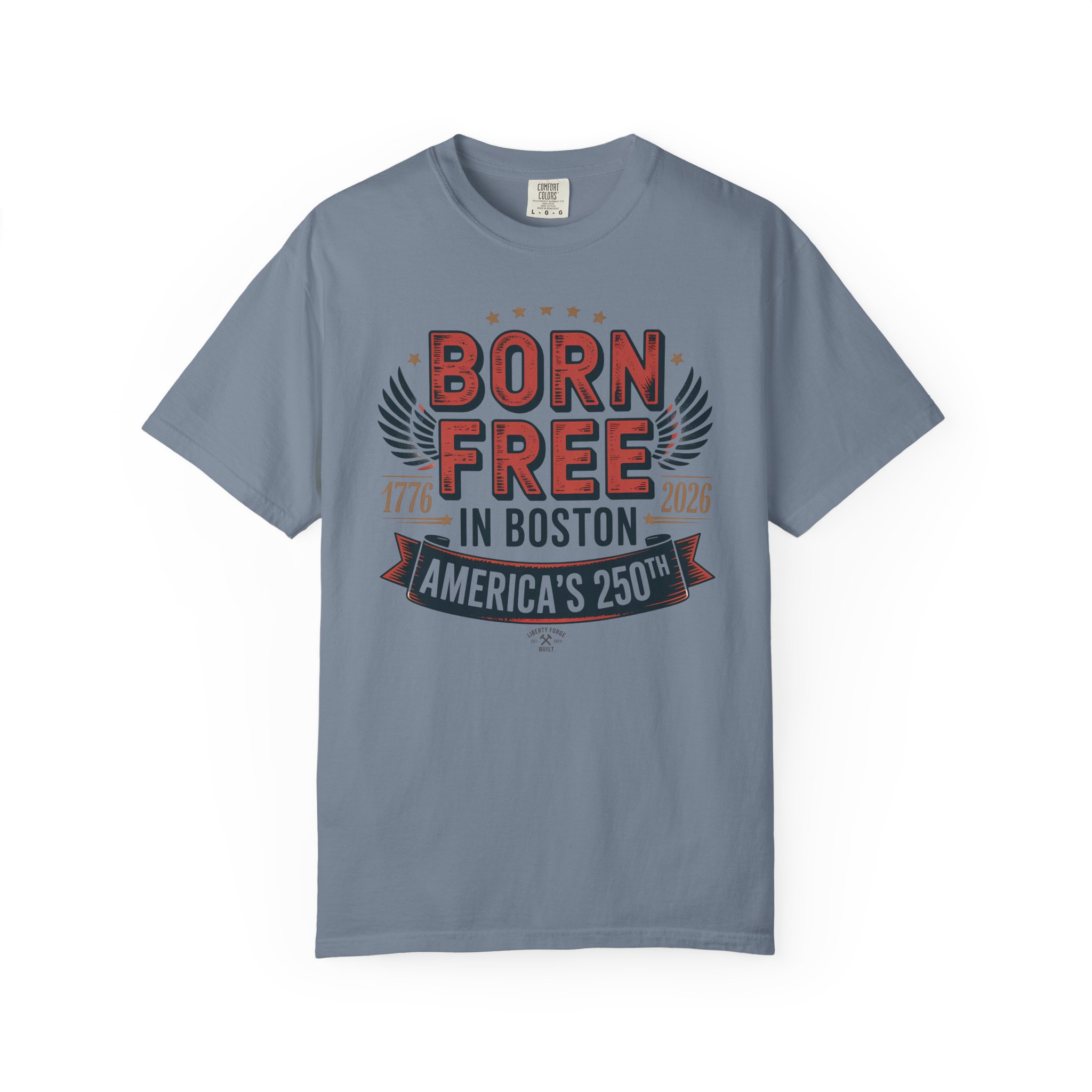 Born Free in Boston Tee | Vintage Revolutionary Boston Pride Shirt | America 250 Historical Gift - Image 9