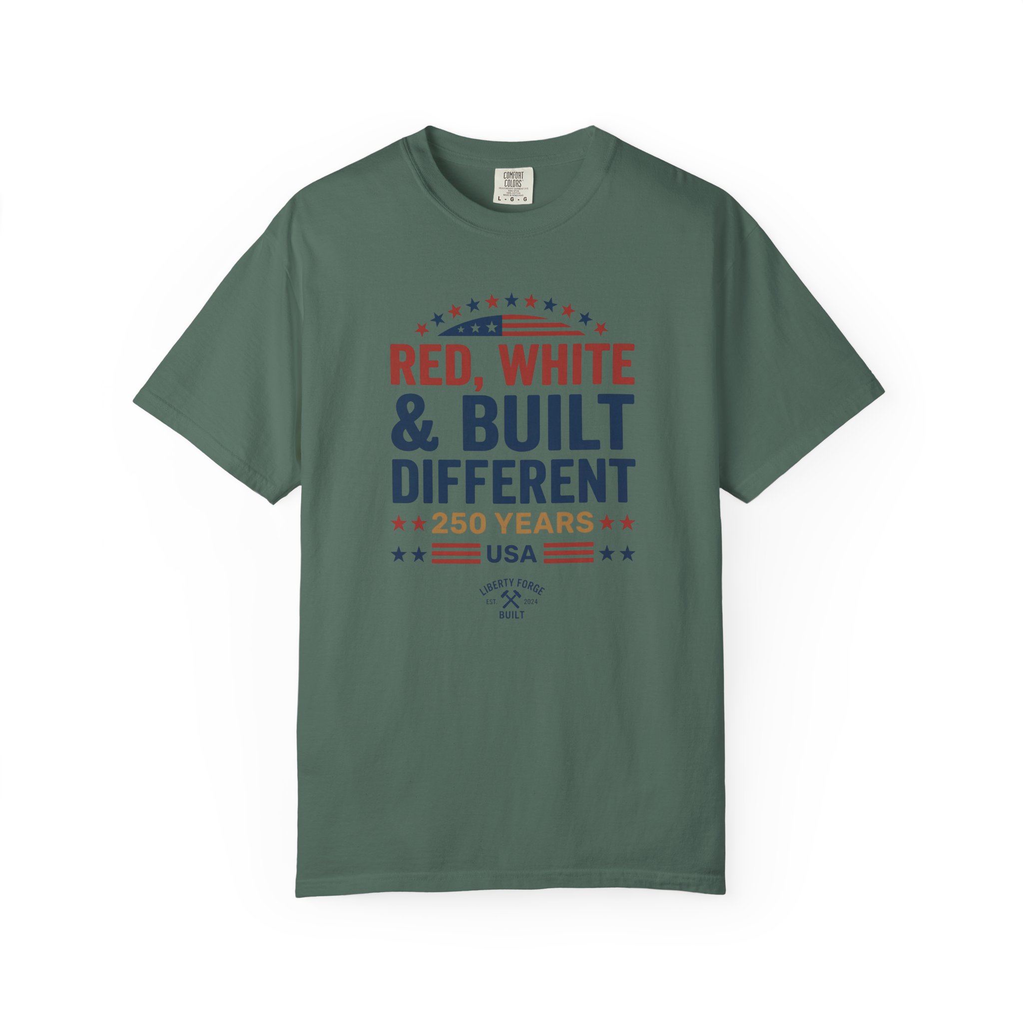 Red White & Built Different Tee | USA 250 Years Patriotic Shirt | America 250 Semiquincentennial - Image 7