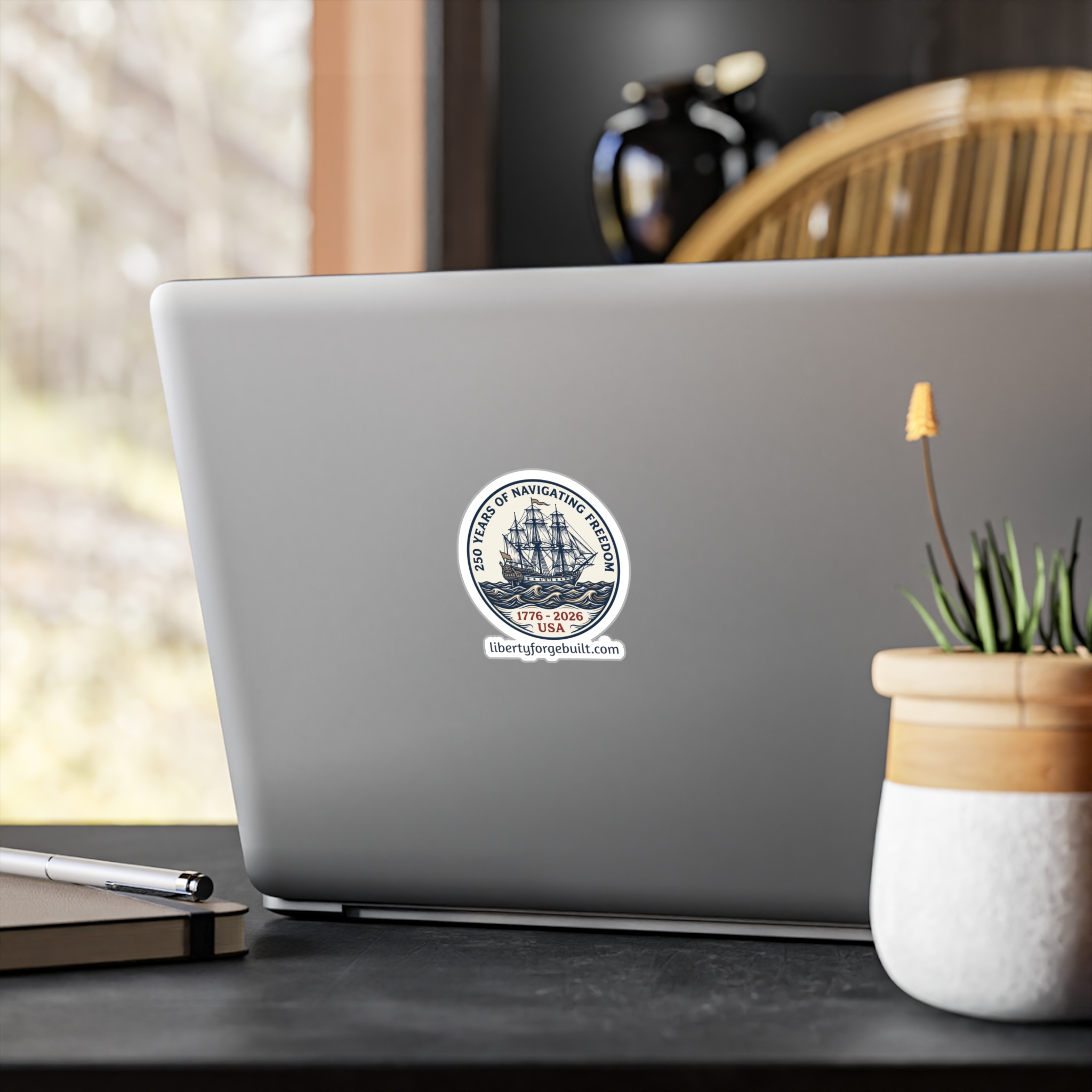 250 Years Navigating Freedom Tall Ship Sticker | Nautical America 250 Kiss-Cut Vinyl Decal - Image 4