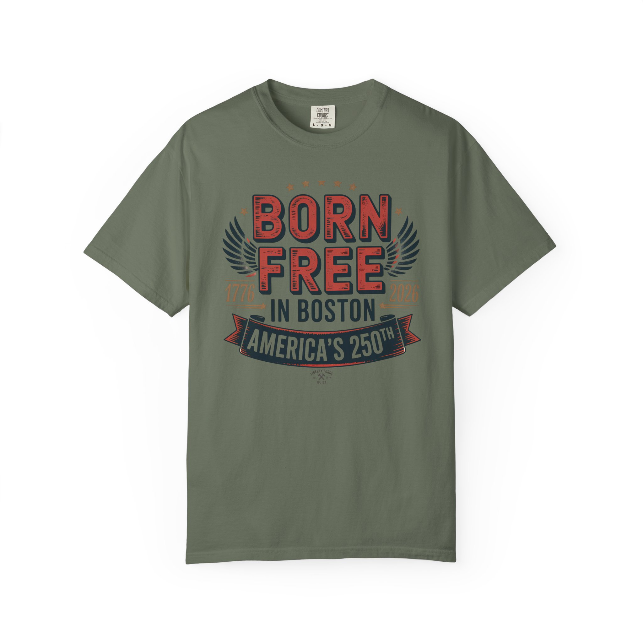 Born Free in Boston Tee | Vintage Revolutionary Boston Pride Shirt | America 250 Historical Gift - Image 6
