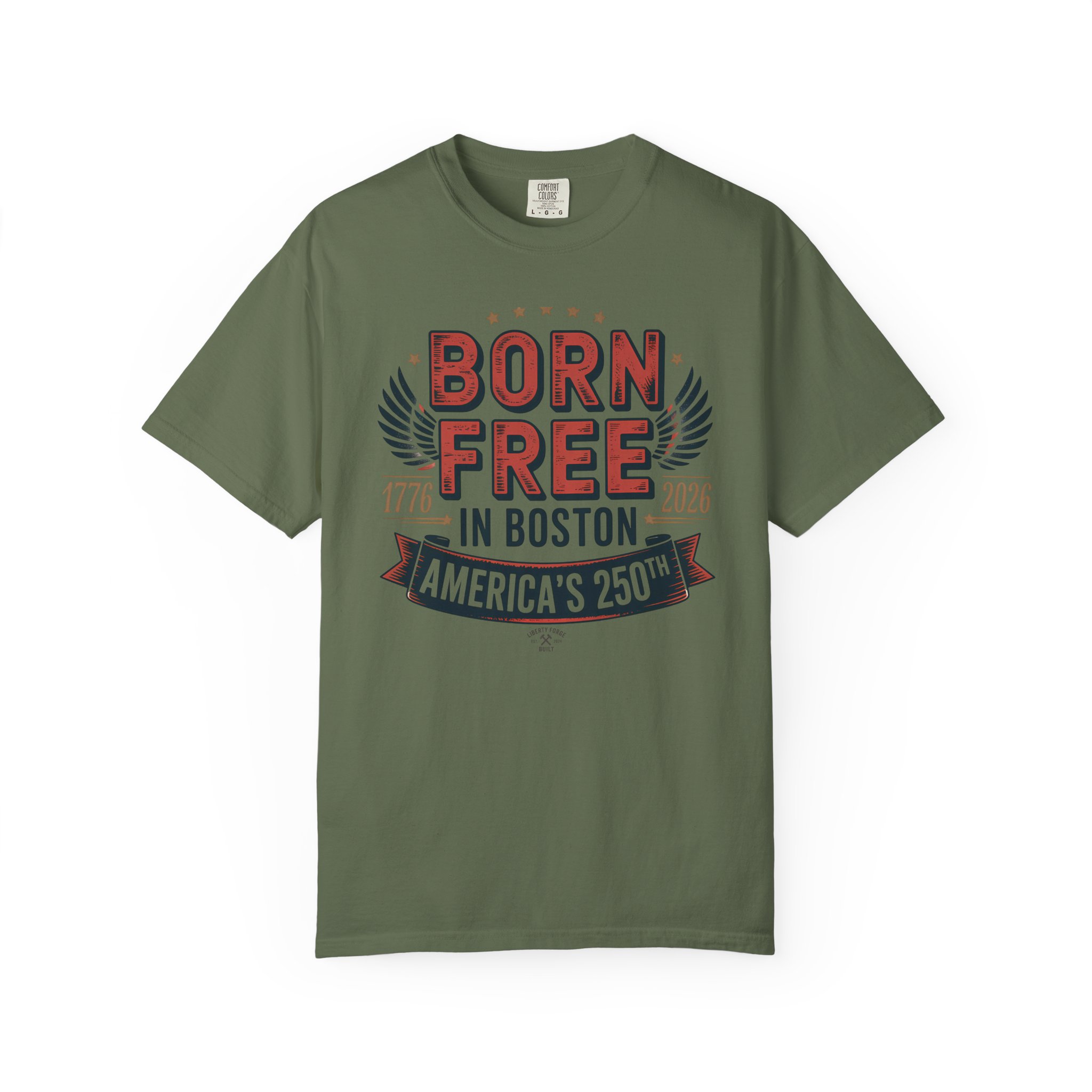 Born Free in Boston Tee | Vintage Revolutionary Boston Pride Shirt | America 250 Historical Gift - Image 10