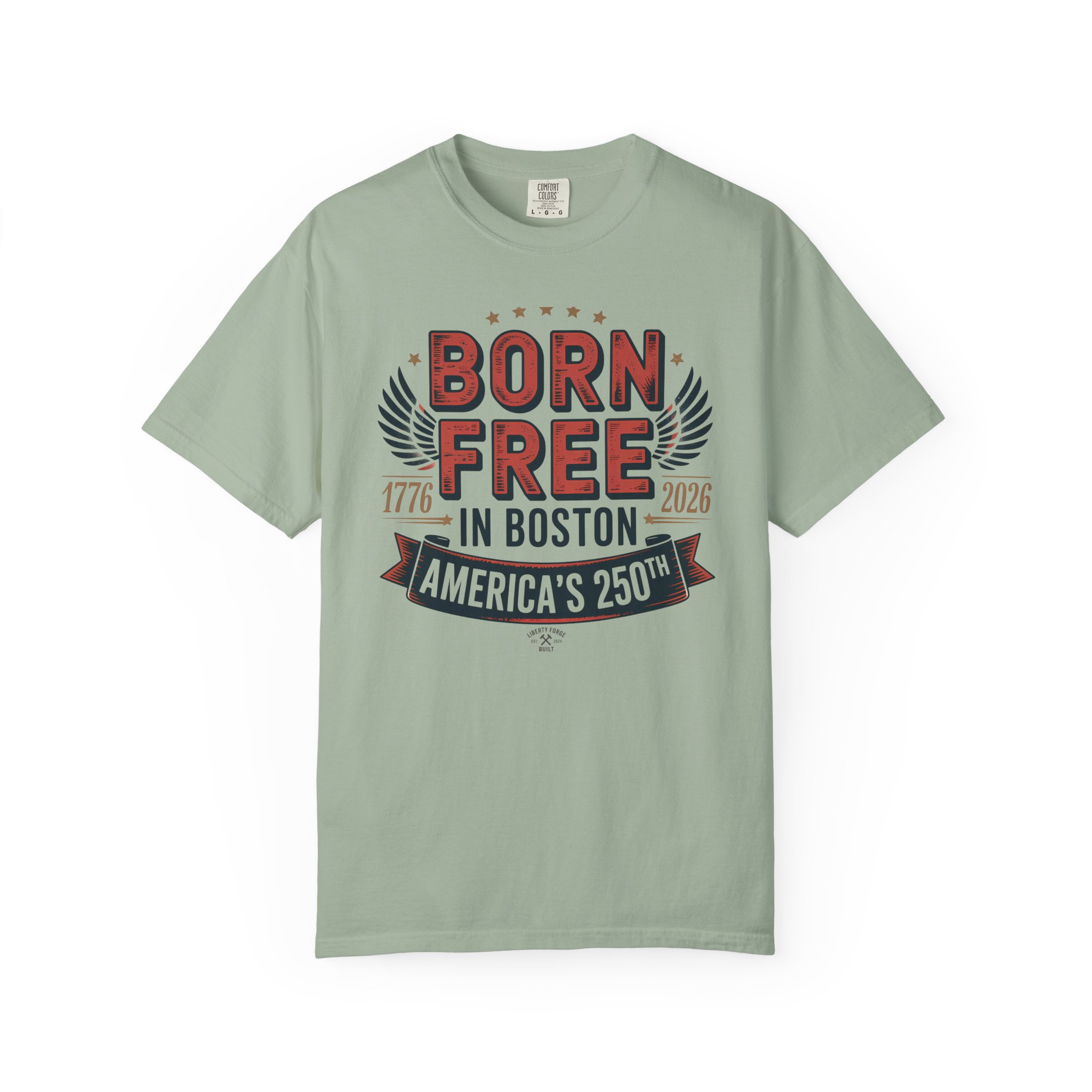 Born Free in Boston Tee | Vintage Revolutionary Boston Pride Shirt | America 250 Historical Gift - Image 5