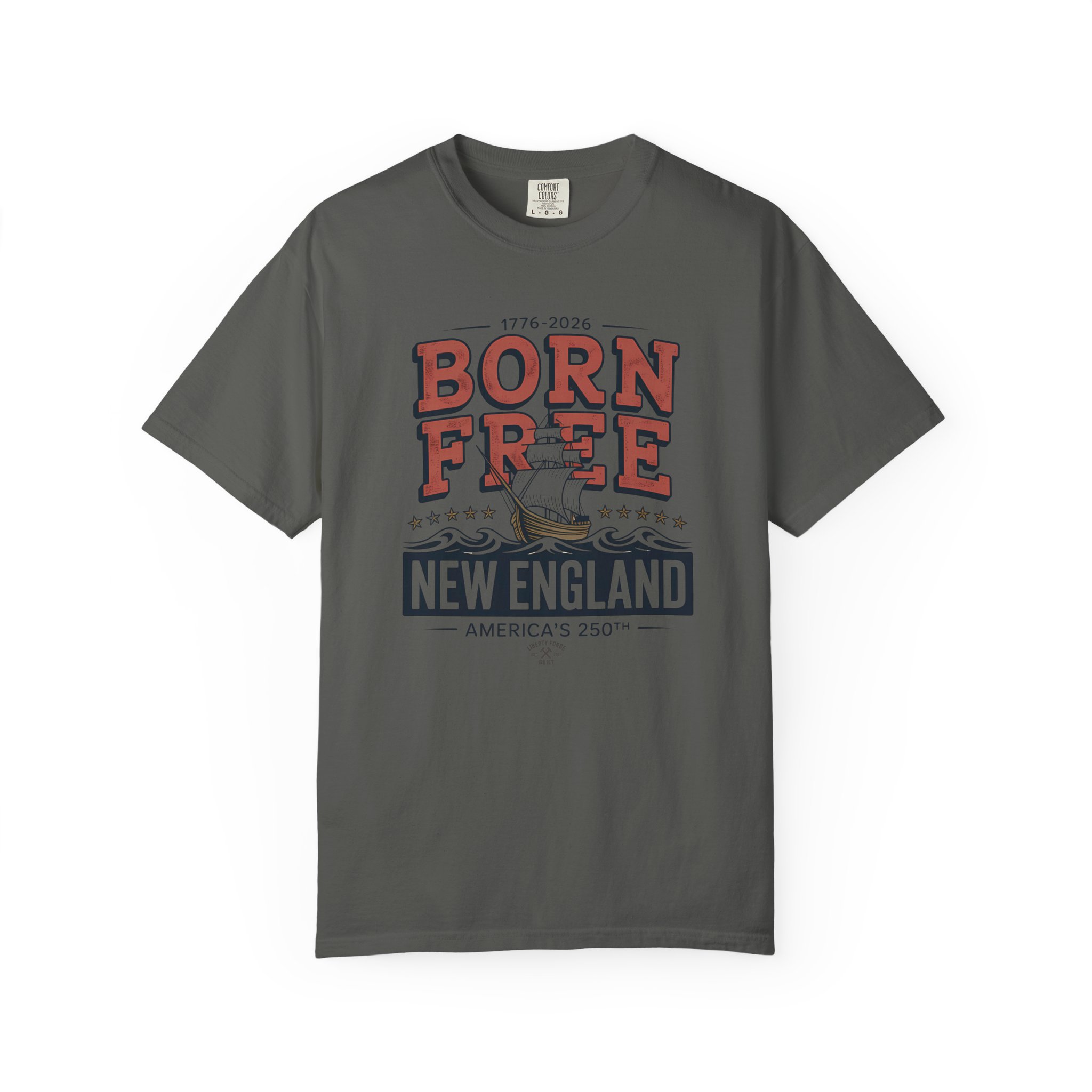 Born Free New England Nautical Tee | Vintage 250th Anniversary Coastal Shirt | America 250 Maritime - Image 3