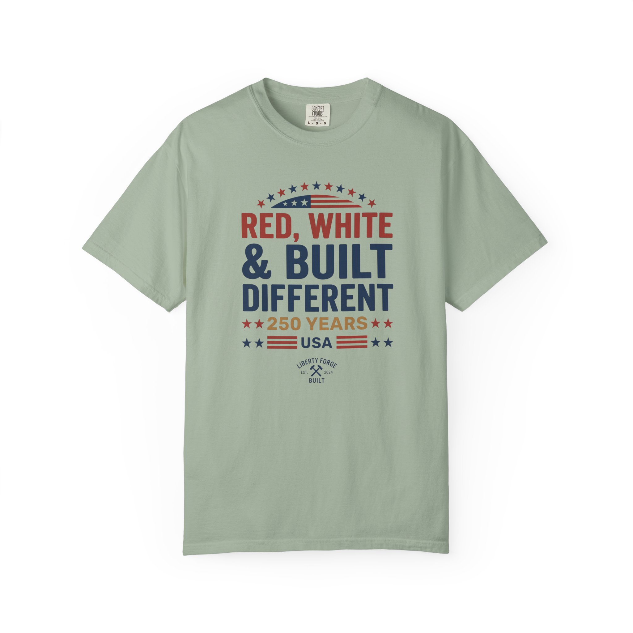 Red White & Built Different Tee | USA 250 Years Patriotic Shirt | America 250 Semiquincentennial - Image 5