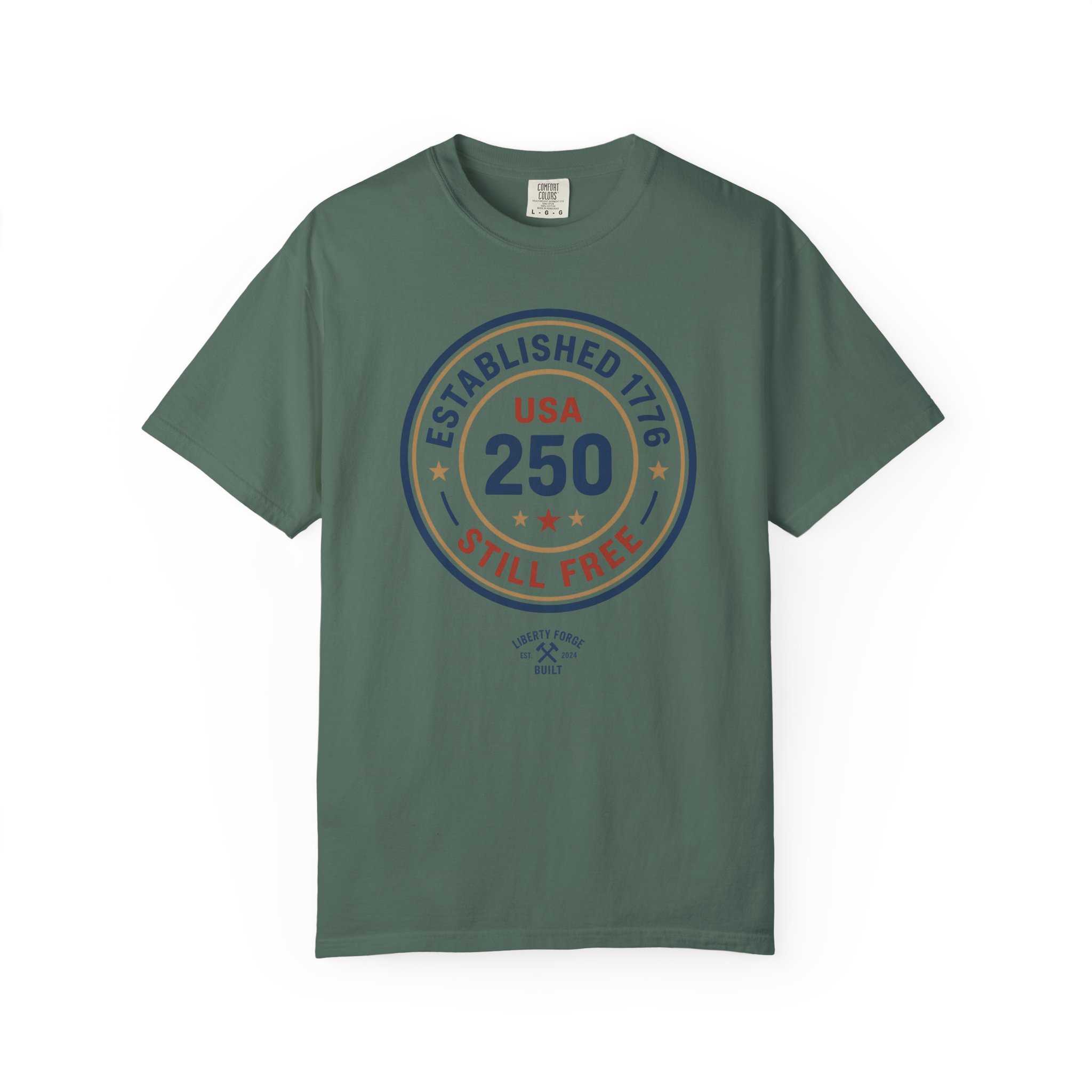 Established 1776 Still Free Tee | USA 250 Distressed Stamp Shirt | Semiquincentennial Patriotic Gift - Image 7