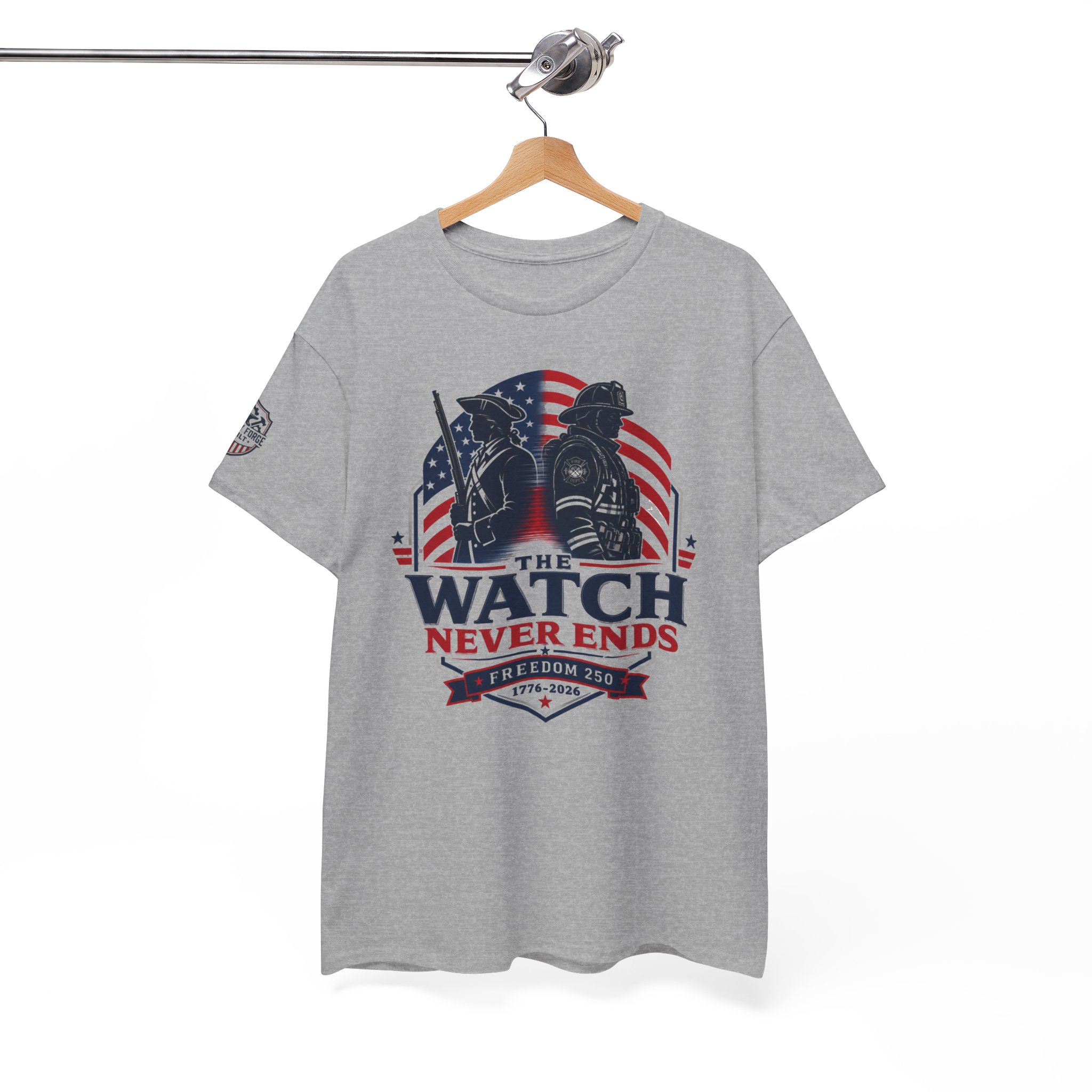 Retired Firefighter Tee - The Watch Never Ends | Original Design Red Line 1 Retired Firefighter Tee - The Watch Never Ends | Original Design Red Line