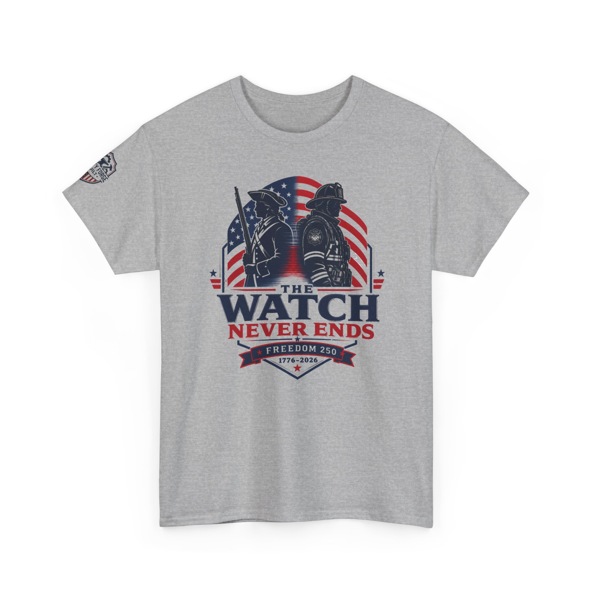 Retired Firefighter Tee - The Watch Never Ends | Original Design Red Line 2 Retired Firefighter Tee - The Watch Never Ends | Original Design Red Line - Image 2
