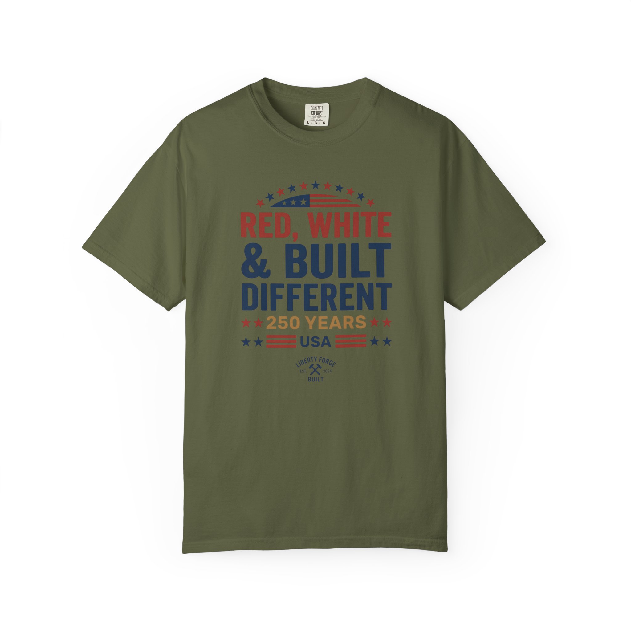 Red White & Built Different Tee | USA 250 Years Patriotic Shirt | America 250 Semiquincentennial - Image 4