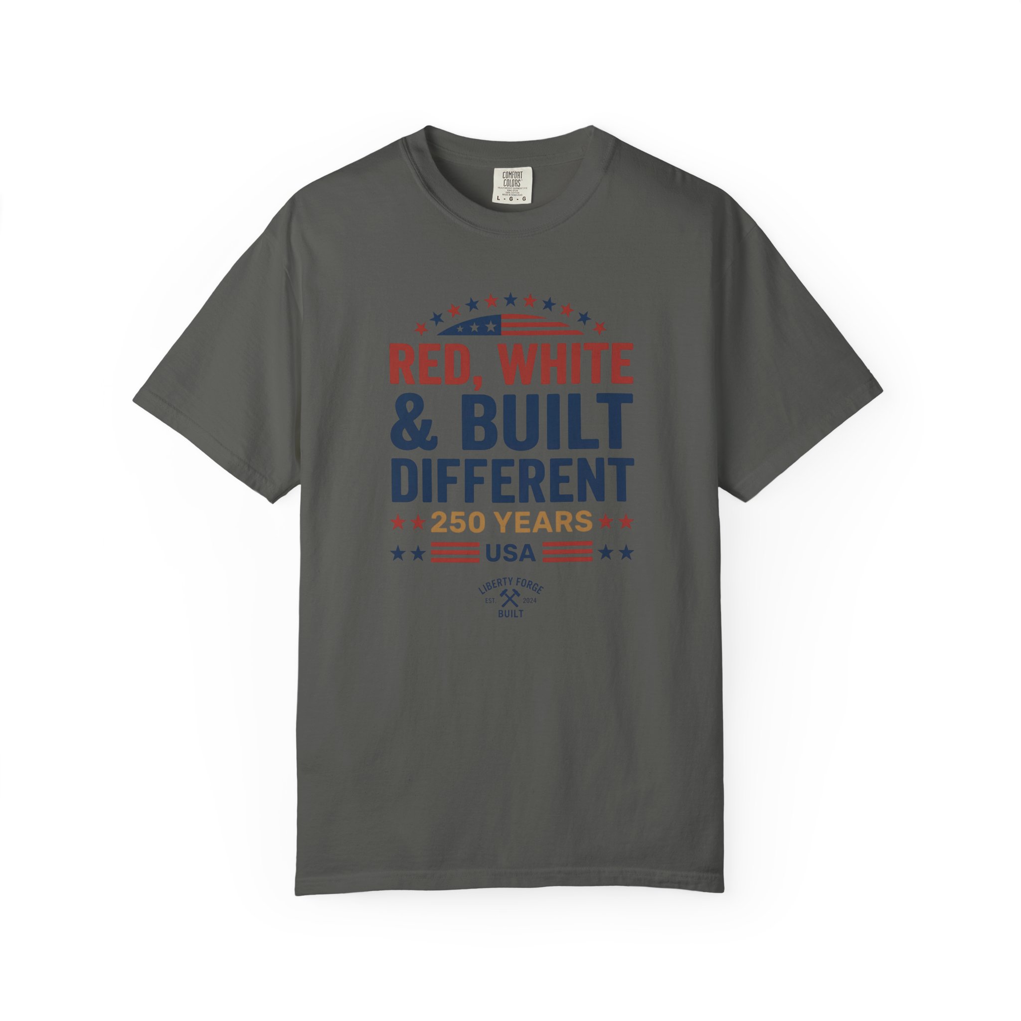 Red White & Built Different Tee | USA 250 Years Patriotic Shirt | America 250 Semiquincentennial - Image 3