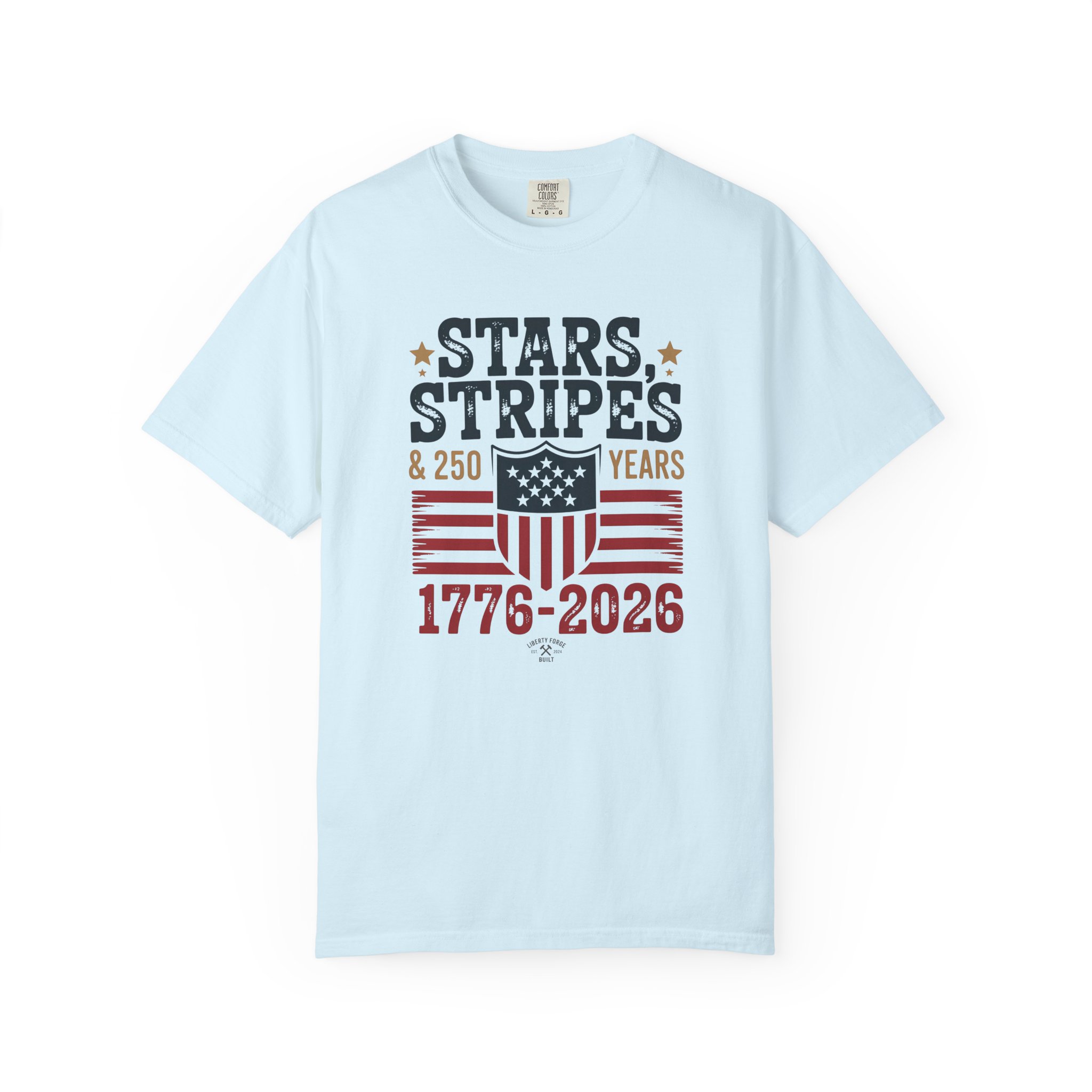 Stars Stripes & 250 Years Tee | Patriotic Shield Americana Shirt | America 250 Semiquincentennial Gift - Image 11