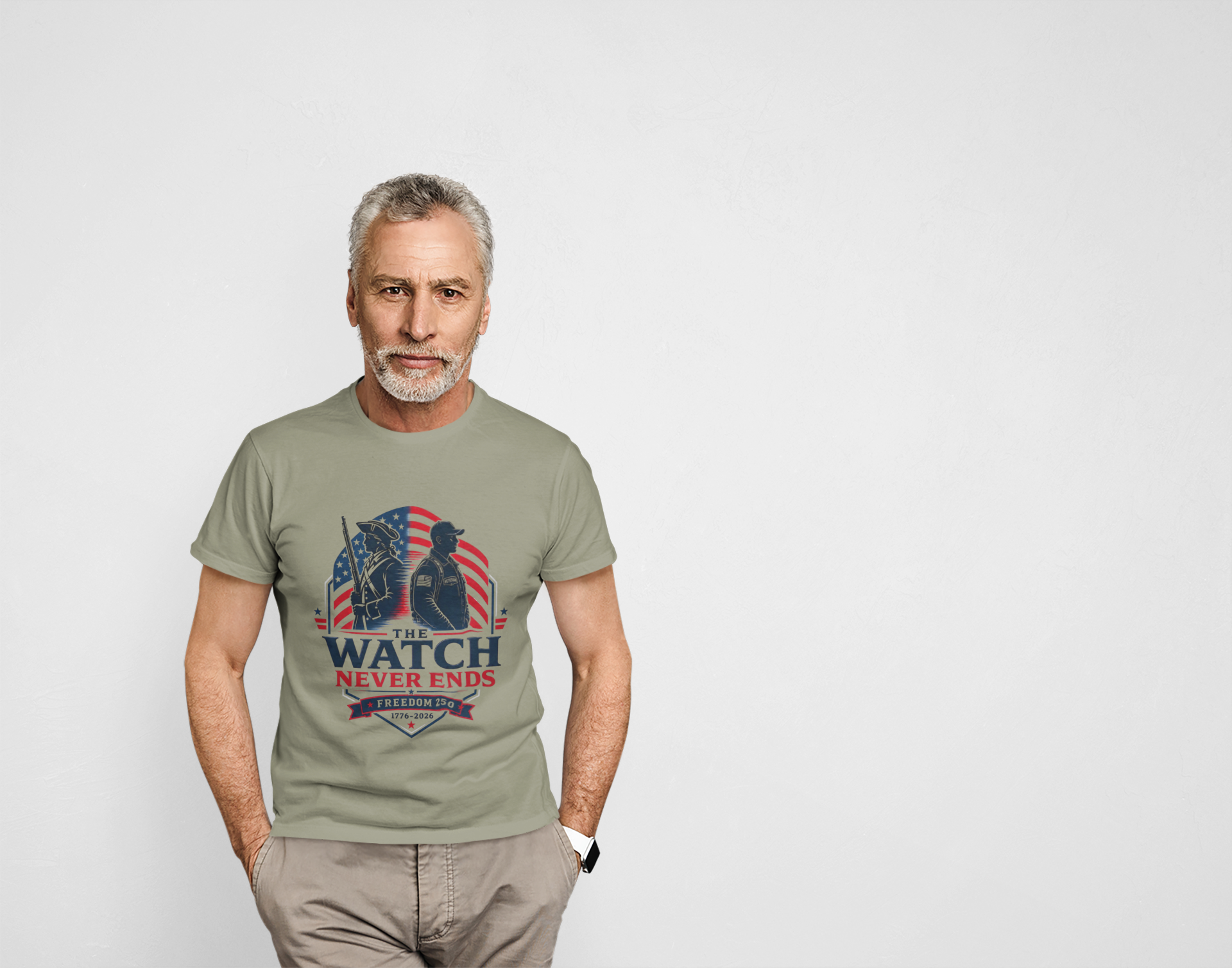 The Watch Never Ends Veteran Tee | American Flag Patriotic Shirt | Military Family Veterans Day Gift - Image 2