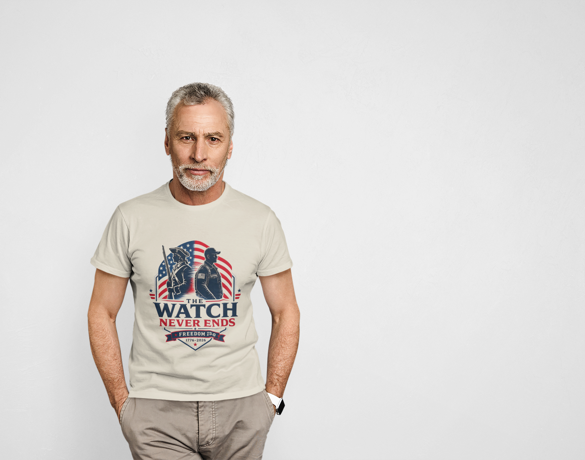 The Watch Never Ends Veteran Tee | American Flag Patriotic Shirt | Military Family Veterans Day Gift - Image 3