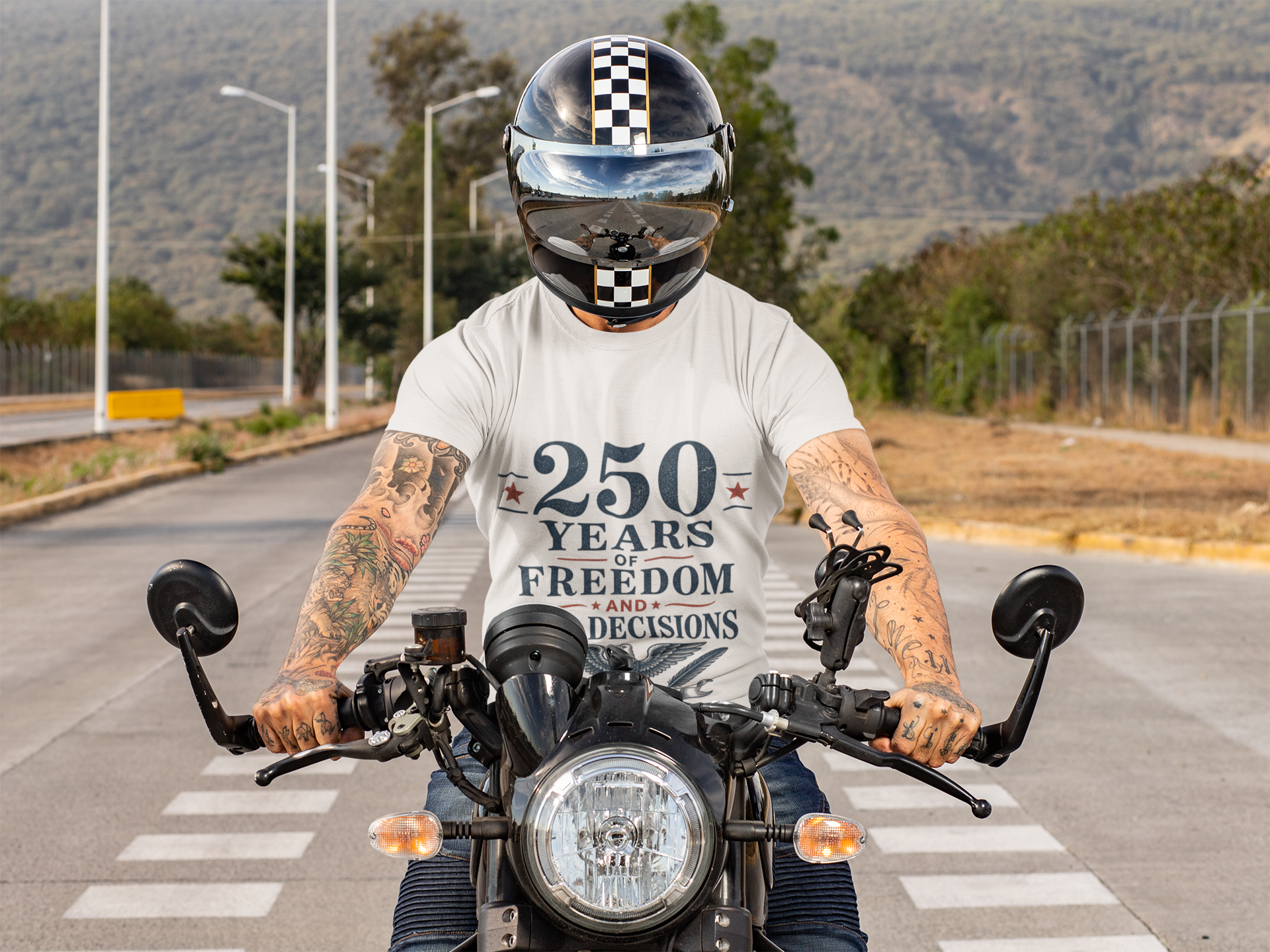 250 Years of Freedom & Bad Decisions Tee | Funny Patriotic Eagle Shirt | America 250 Semiquincentennial - Image 2