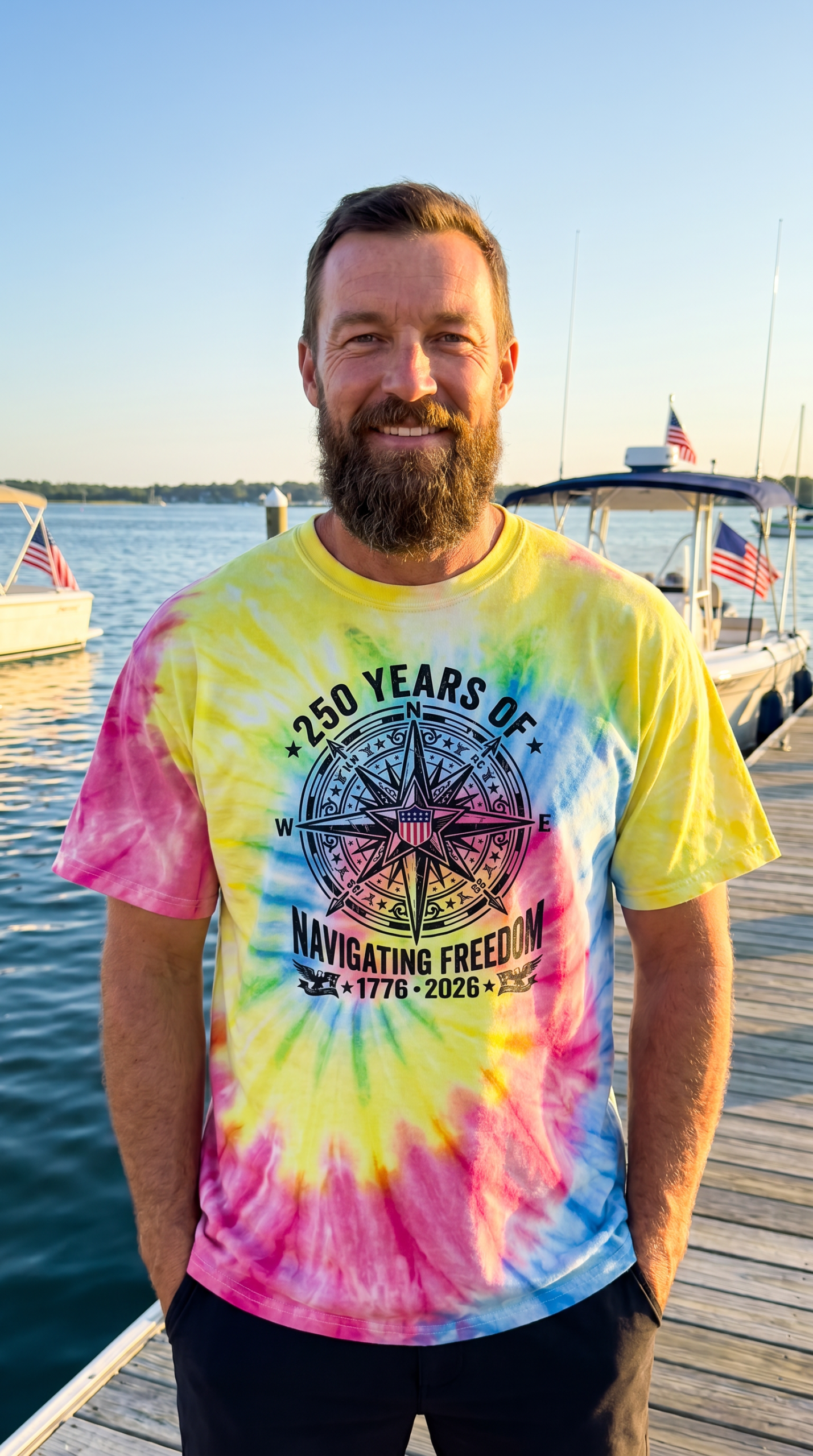 Tie-Dye Tall Ship Tee - 250 Years Navigating Freedom | Original Design 2 Tie-Dye Tall Ship Tee - 250 Years Navigating Freedom | Original Design - Image 2