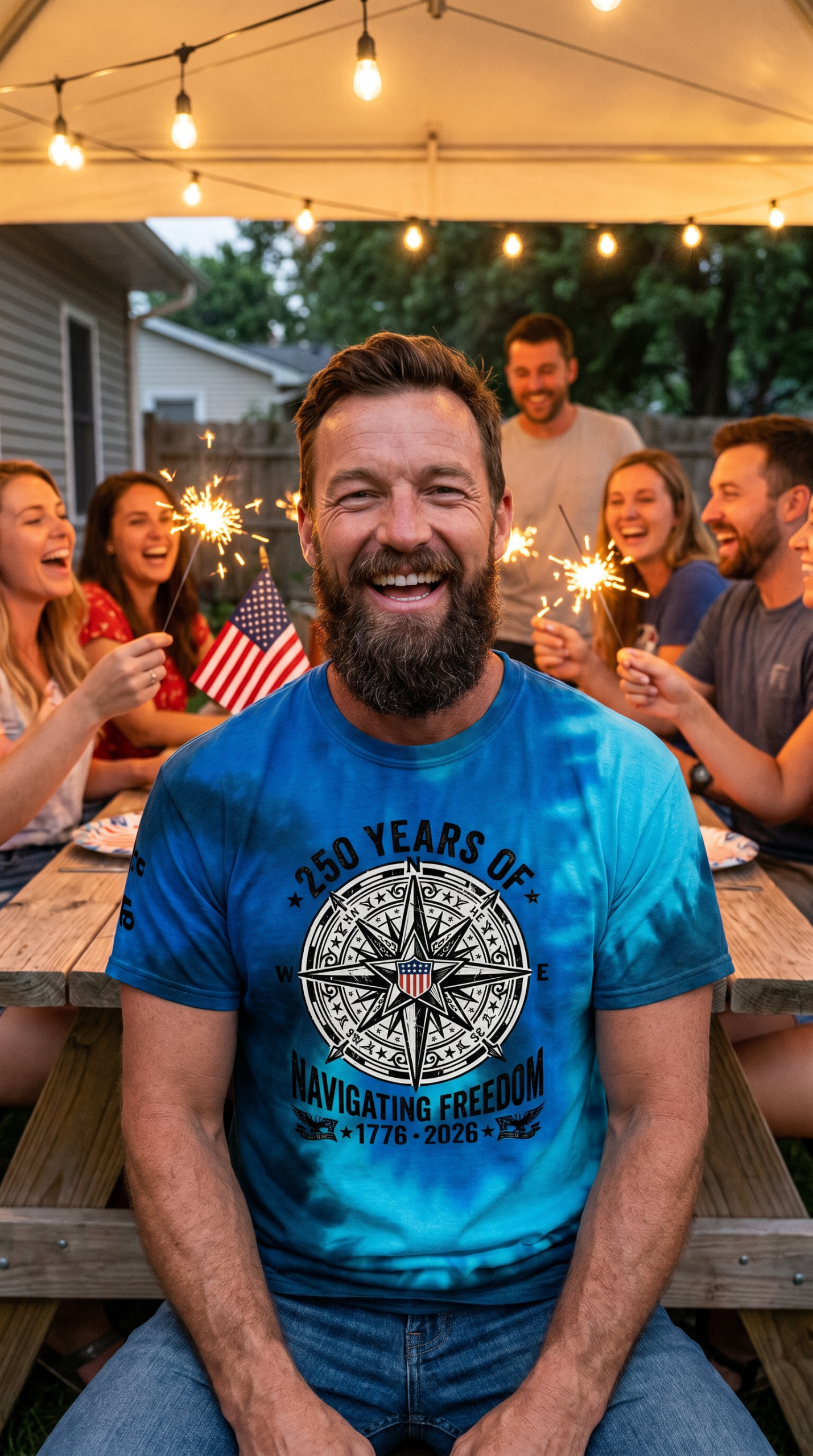 Tie-Dye Tall Ship Tee - 250 Years Navigating Freedom | Original Design 3 Tie-Dye Tall Ship Tee - 250 Years Navigating Freedom | Original Design - Image 3