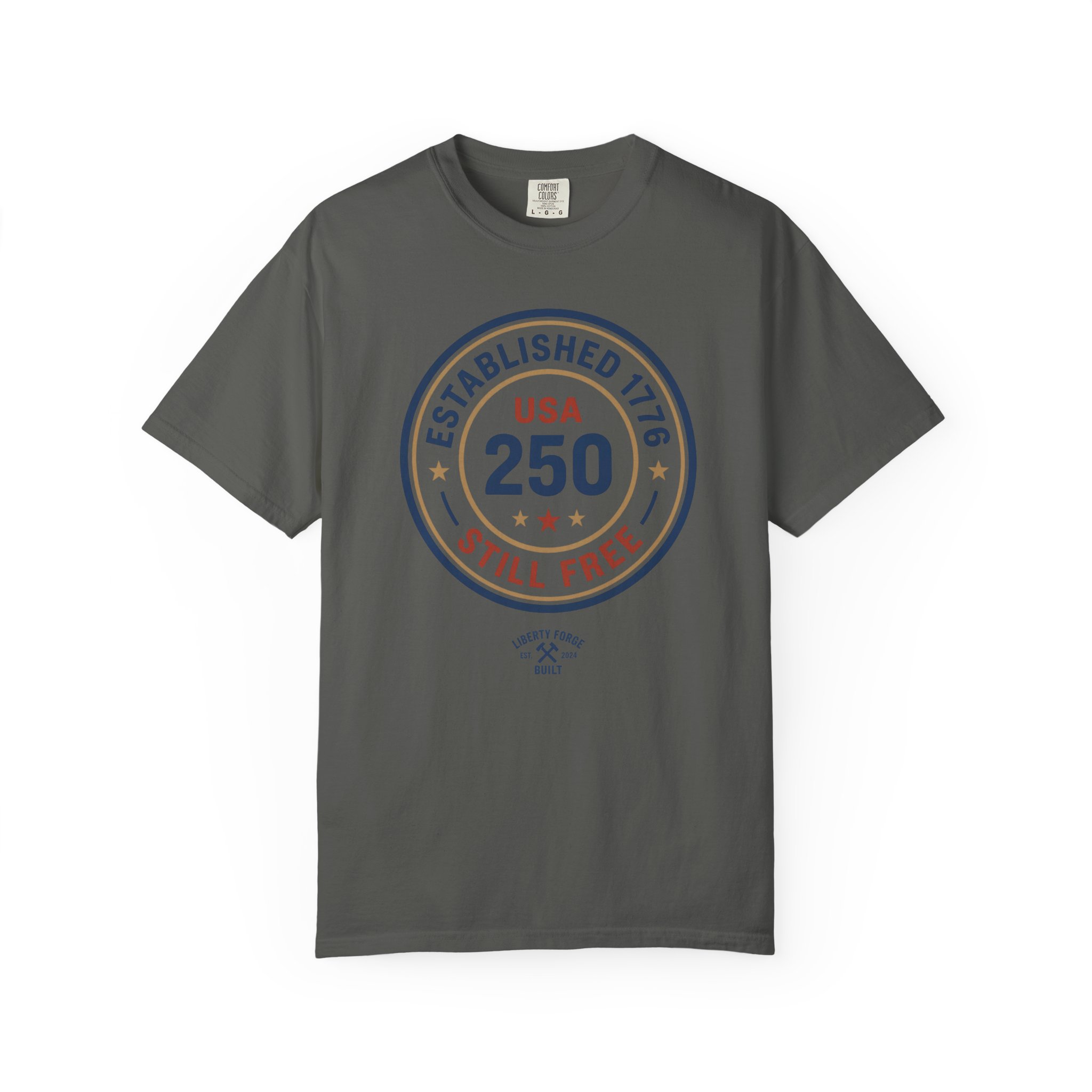 Established 1776 Still Free Tee | USA 250 Distressed Stamp Shirt | Semiquincentennial Patriotic Gift - Image 3