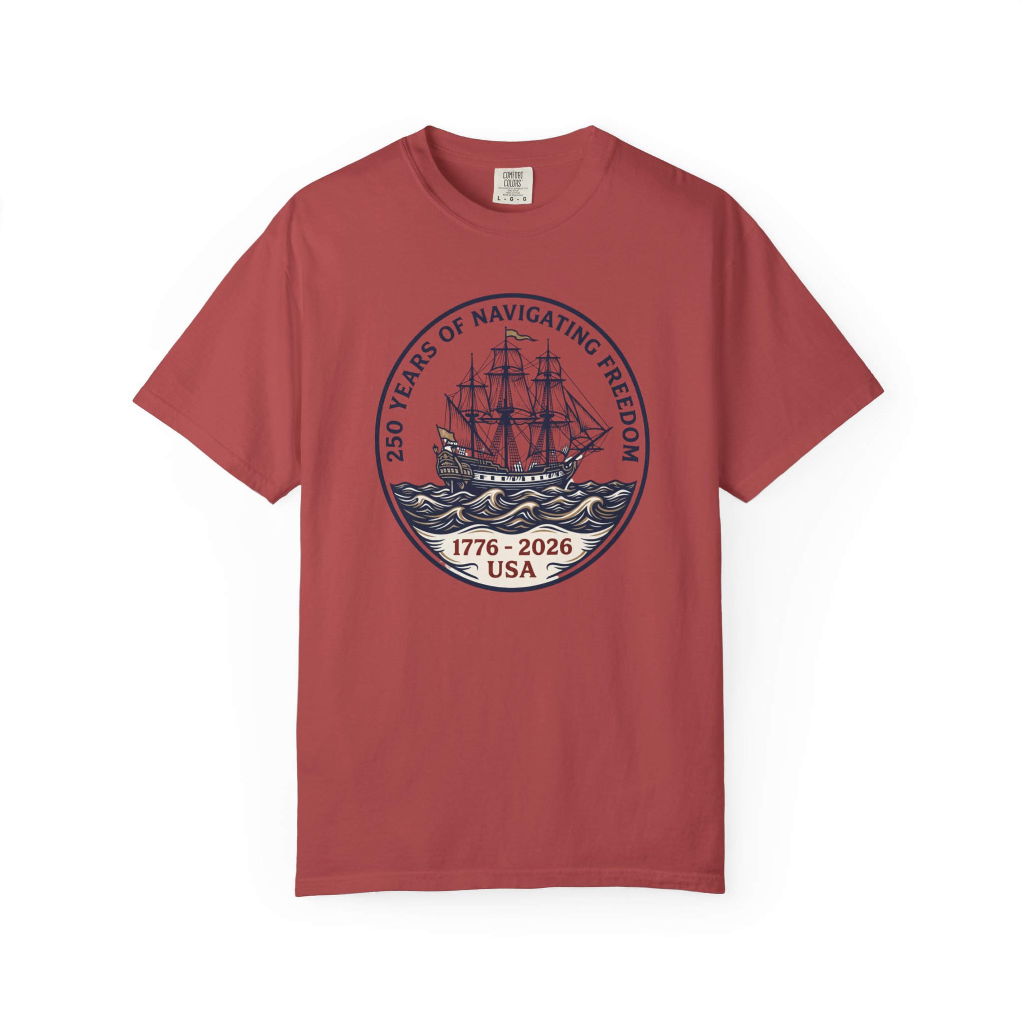 250 Years Navigating Freedom Tall Ship Tee | Nautical America 250 Shirt | Vintage Maritime New England - Image 10