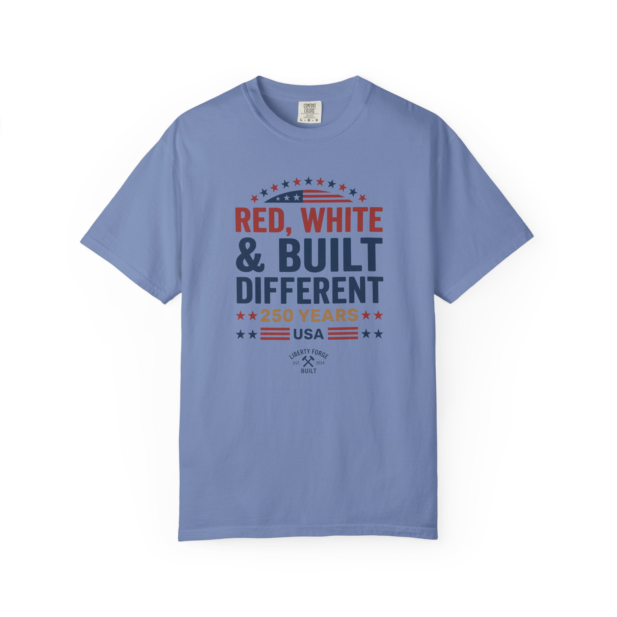Red White & Built Different Tee | USA 250 Years Patriotic Shirt | America 250 Semiquincentennial - Image 8