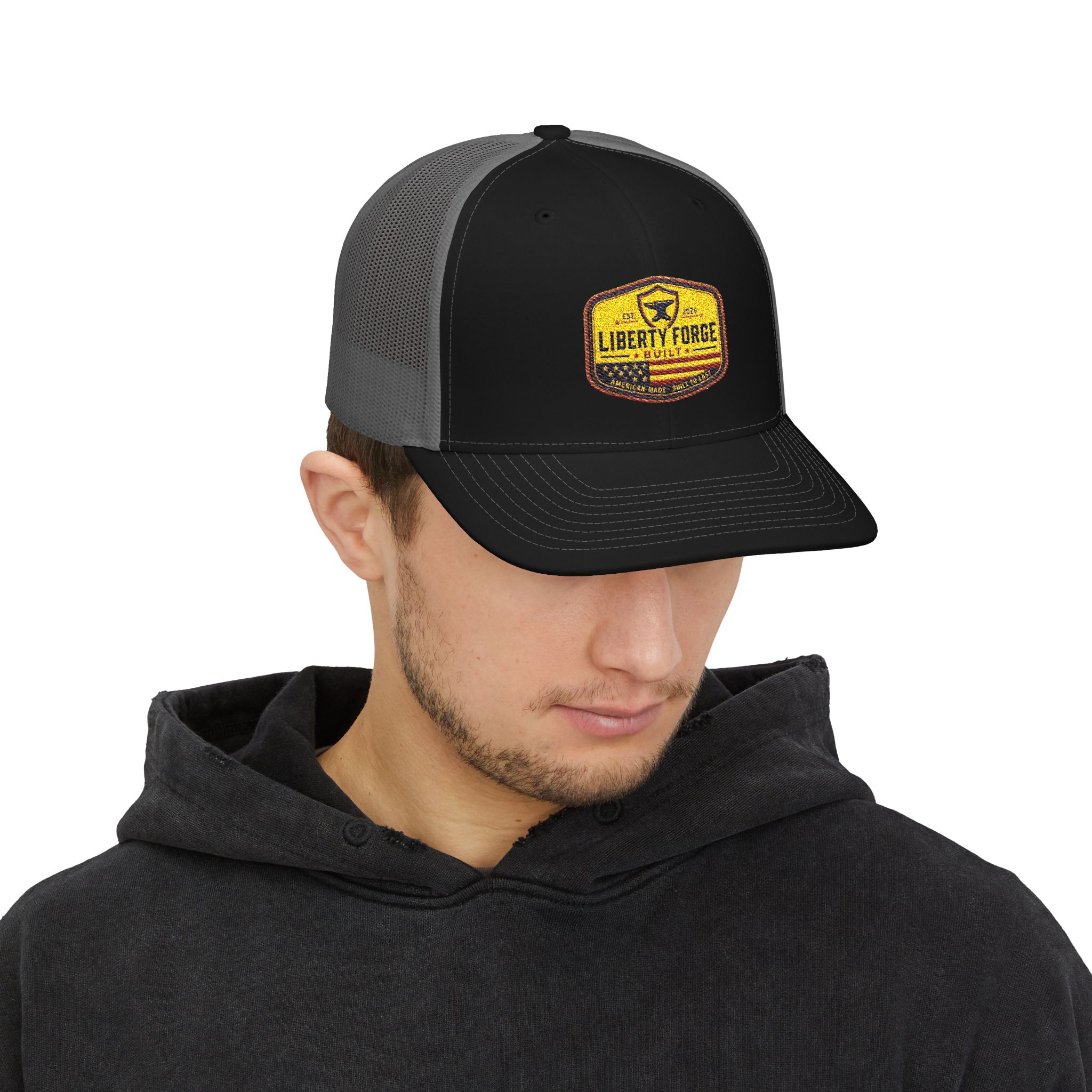 Liberty Forge Patch Cap - Vintage Americana Colorway | Structured Trucker Hat 11 Liberty Forge Patch Cap - Vintage Americana Colorway | Structured Trucker Hat - Image 11