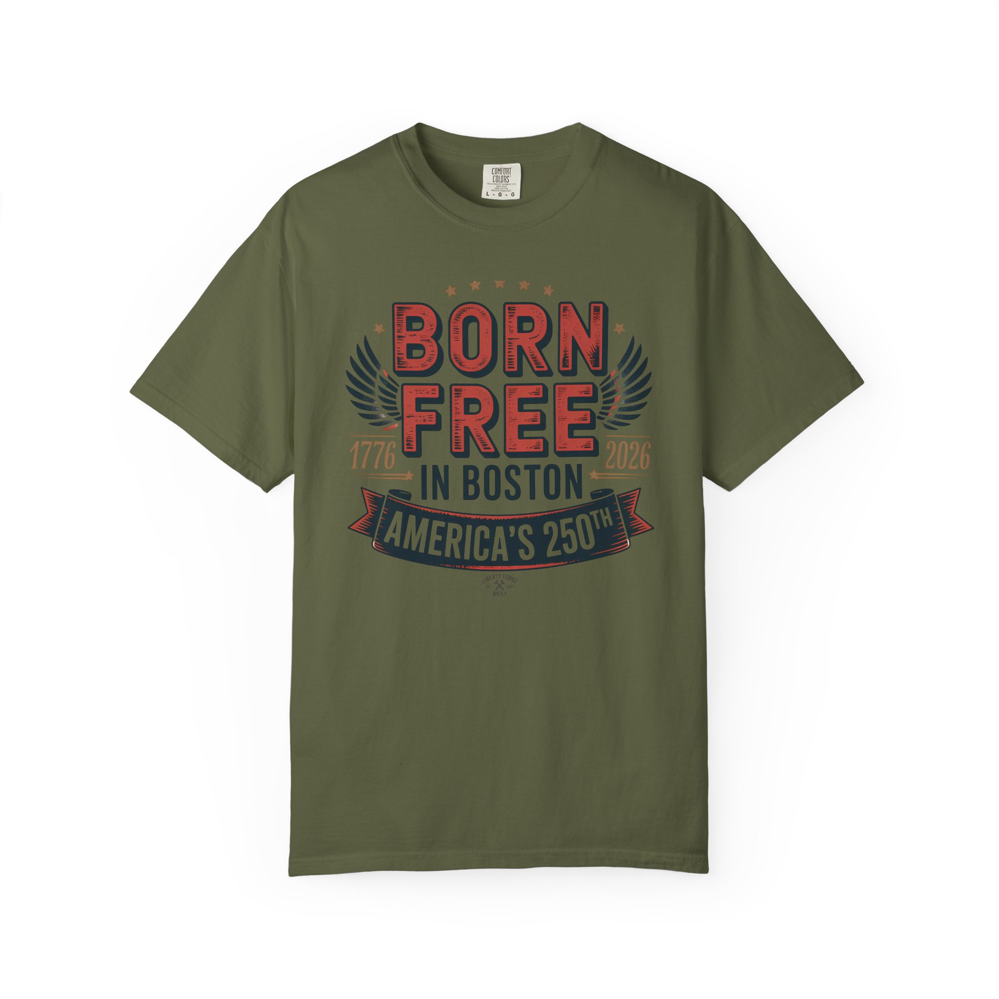 Born Free in Boston Tee | Vintage Revolutionary Boston Pride Shirt | America 250 Historical Gift - Image 4