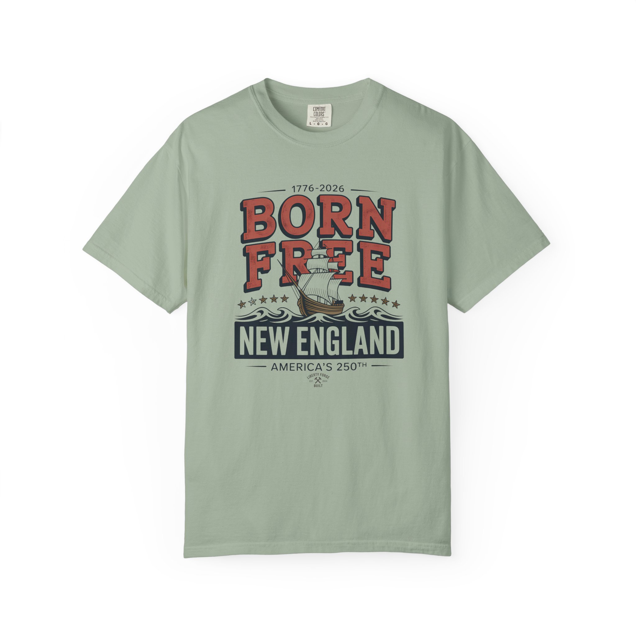 Born Free New England Nautical Tee | Vintage 250th Anniversary Coastal Shirt | America 250 Maritime - Image 5