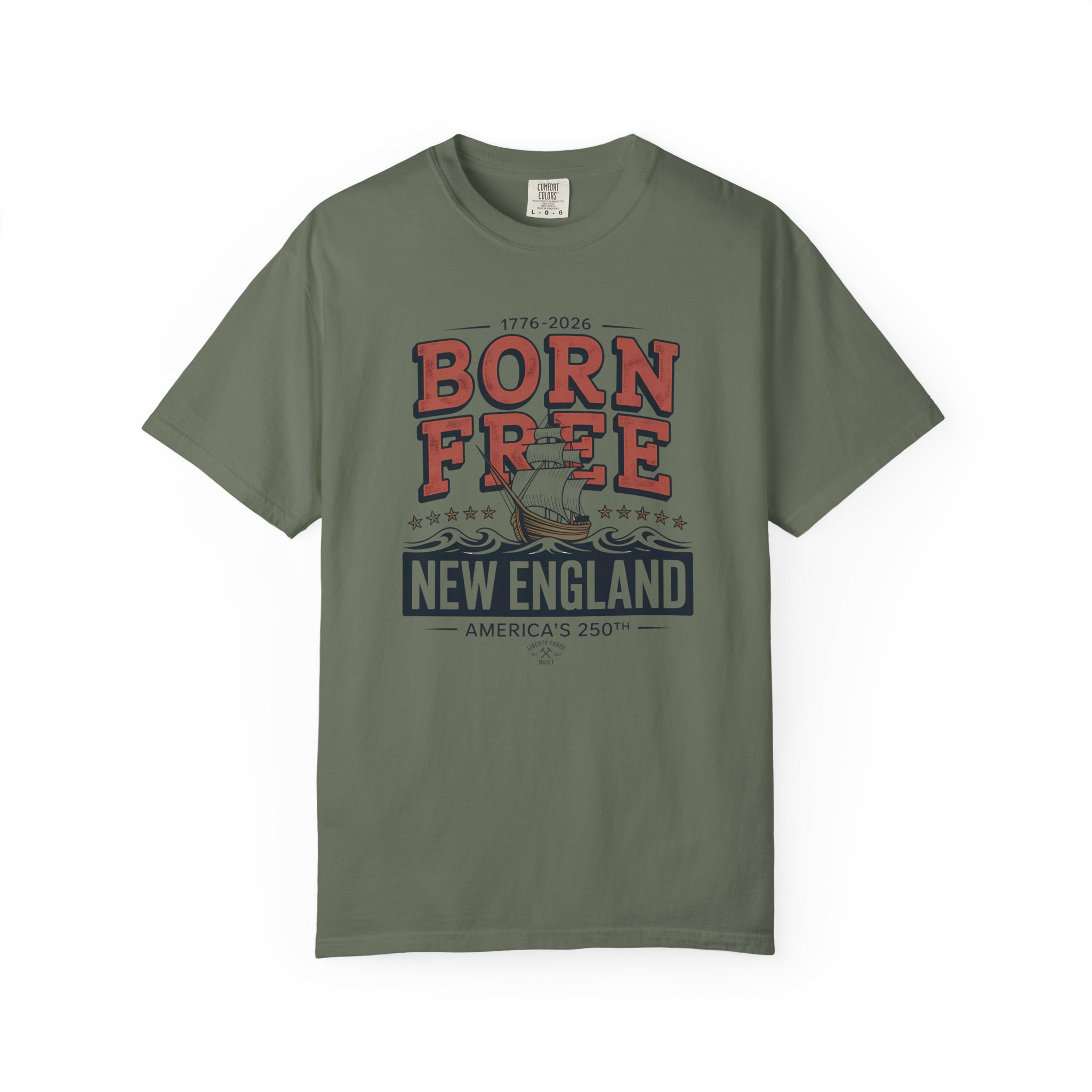 Born Free New England Nautical Tee | Vintage 250th Anniversary Coastal Shirt | America 250 Maritime - Image 6