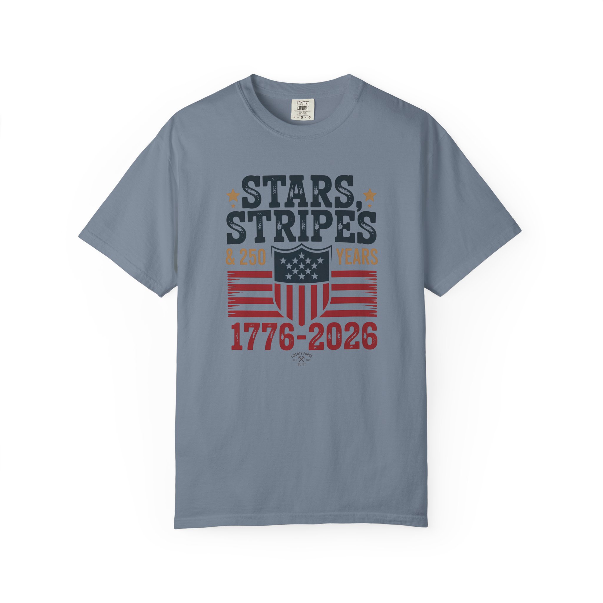 Stars Stripes & 250 Years Tee | Patriotic Shield Americana Shirt | America 250 Semiquincentennial Gift - Image 9