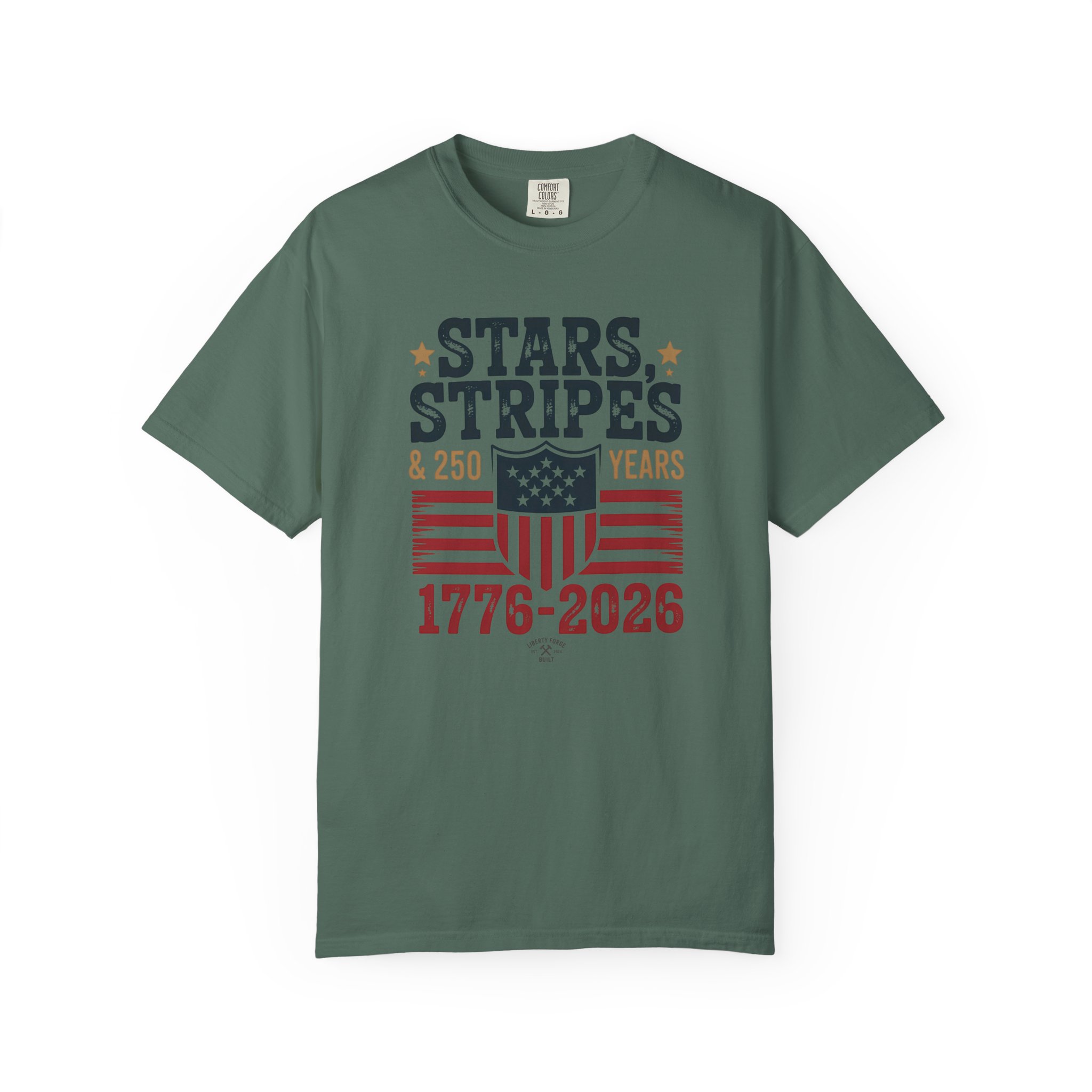 Stars Stripes & 250 Years Tee | Patriotic Shield Americana Shirt | America 250 Semiquincentennial Gift - Image 7