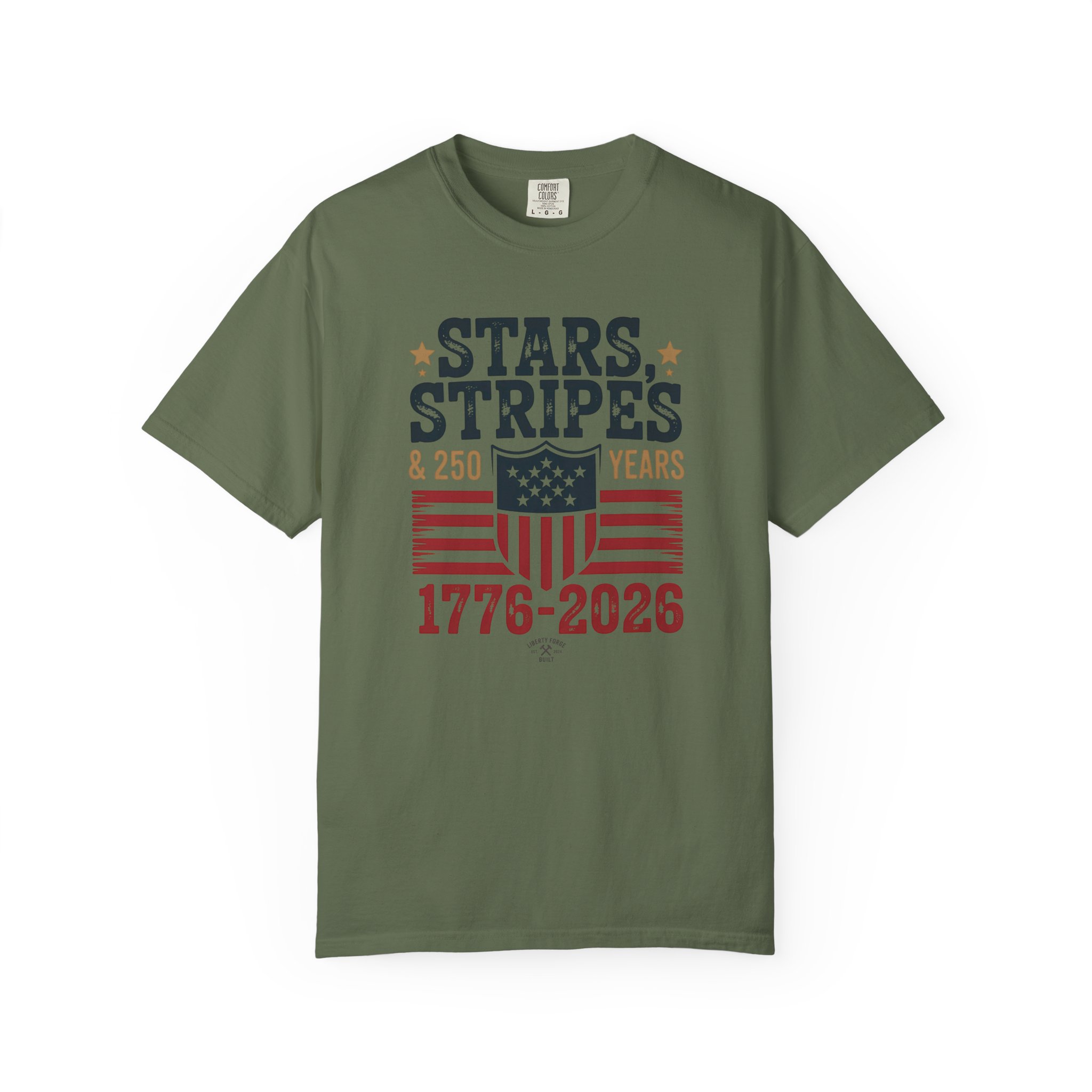 Stars Stripes & 250 Years Tee | Patriotic Shield Americana Shirt | America 250 Semiquincentennial Gift - Image 10