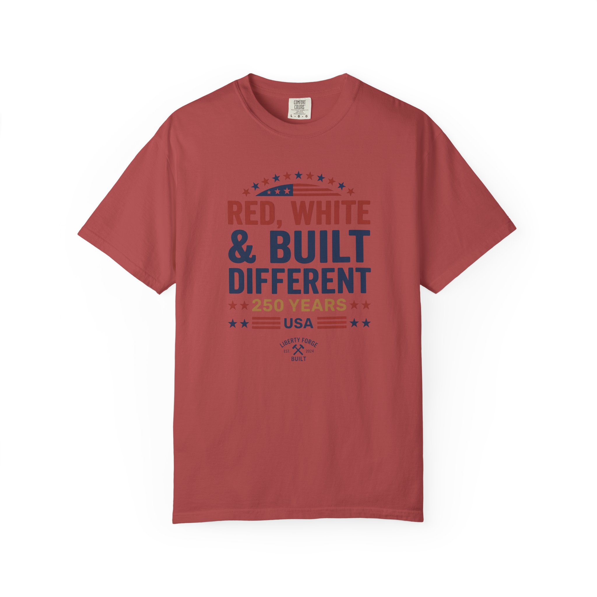 Red White & Built Different Tee | USA 250 Years Patriotic Shirt | America 250 Semiquincentennial - Image 11