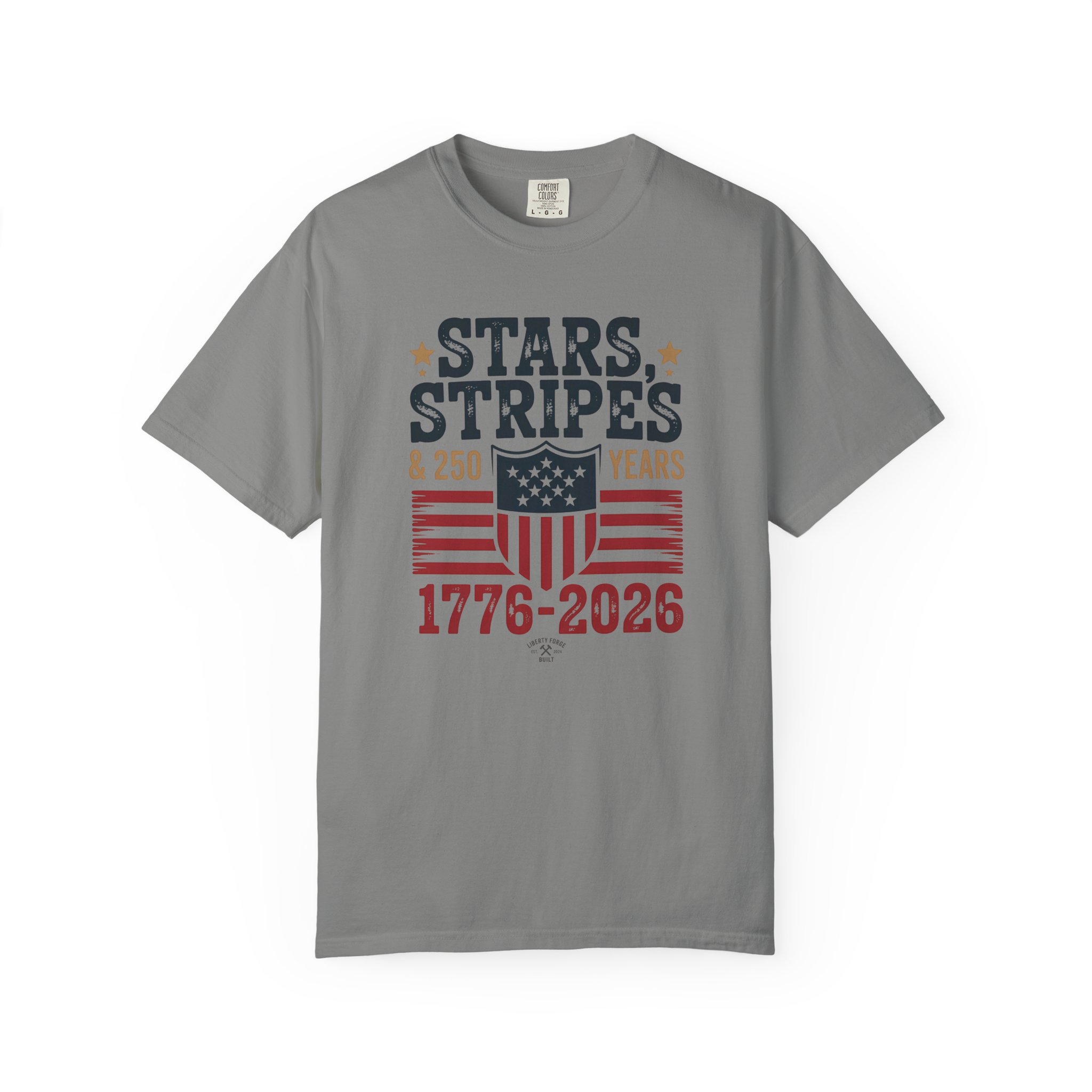 Stars Stripes & 250 Years Tee | Patriotic Shield Americana Shirt | America 250 Semiquincentennial Gift - Image 12
