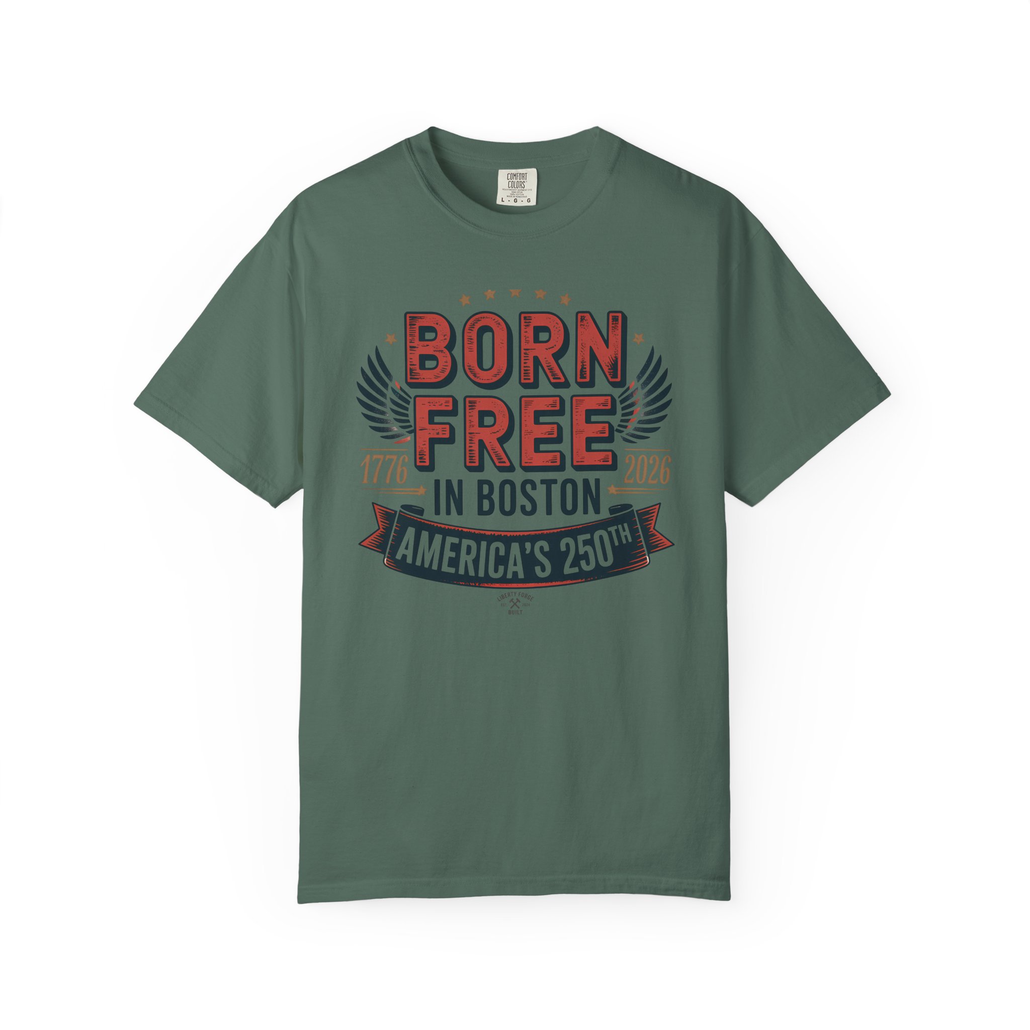 Born Free in Boston Tee | Vintage Revolutionary Boston Pride Shirt | America 250 Historical Gift - Image 7
