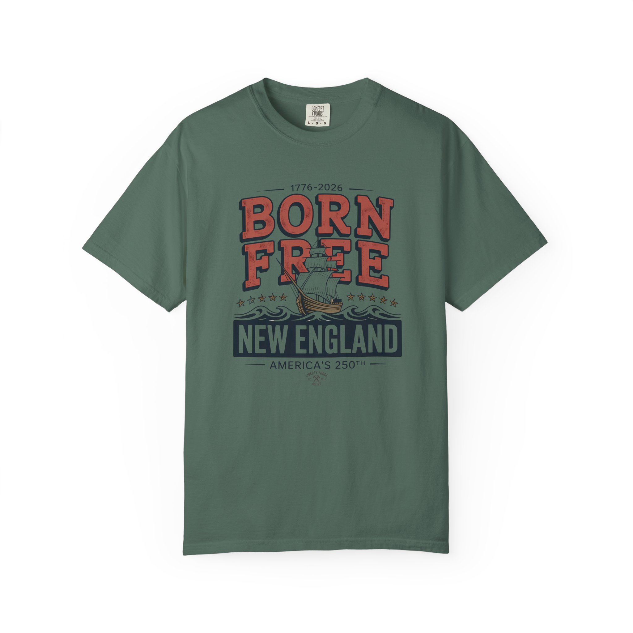Born Free New England Nautical Tee | Vintage 250th Anniversary Coastal Shirt | America 250 Maritime - Image 7