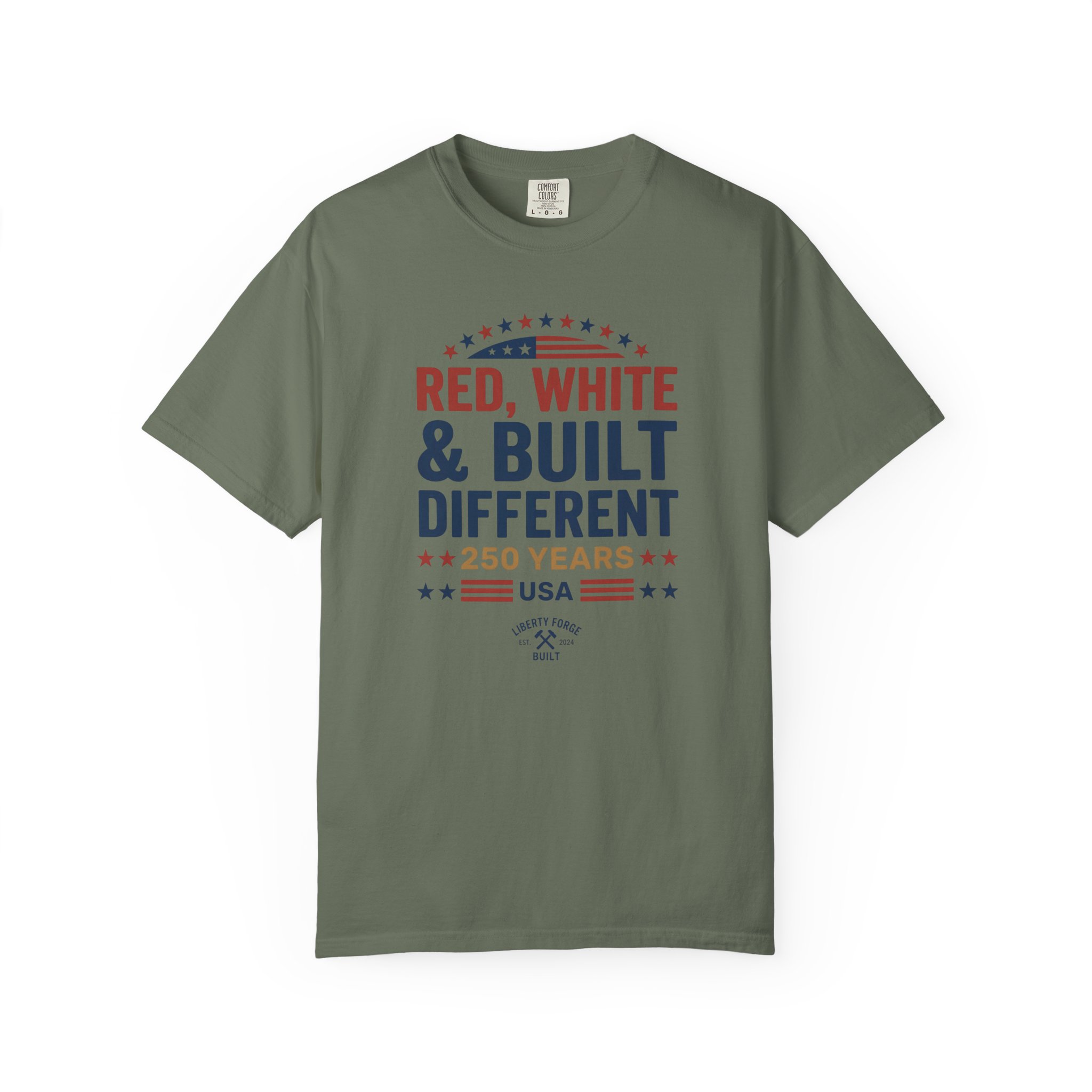 Red White & Built Different Tee | USA 250 Years Patriotic Shirt | America 250 Semiquincentennial - Image 6