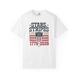 Stars Stripes & 250 Years Tee | Patriotic Shield Americana Shirt | America 250 Semiquincentennial Gift