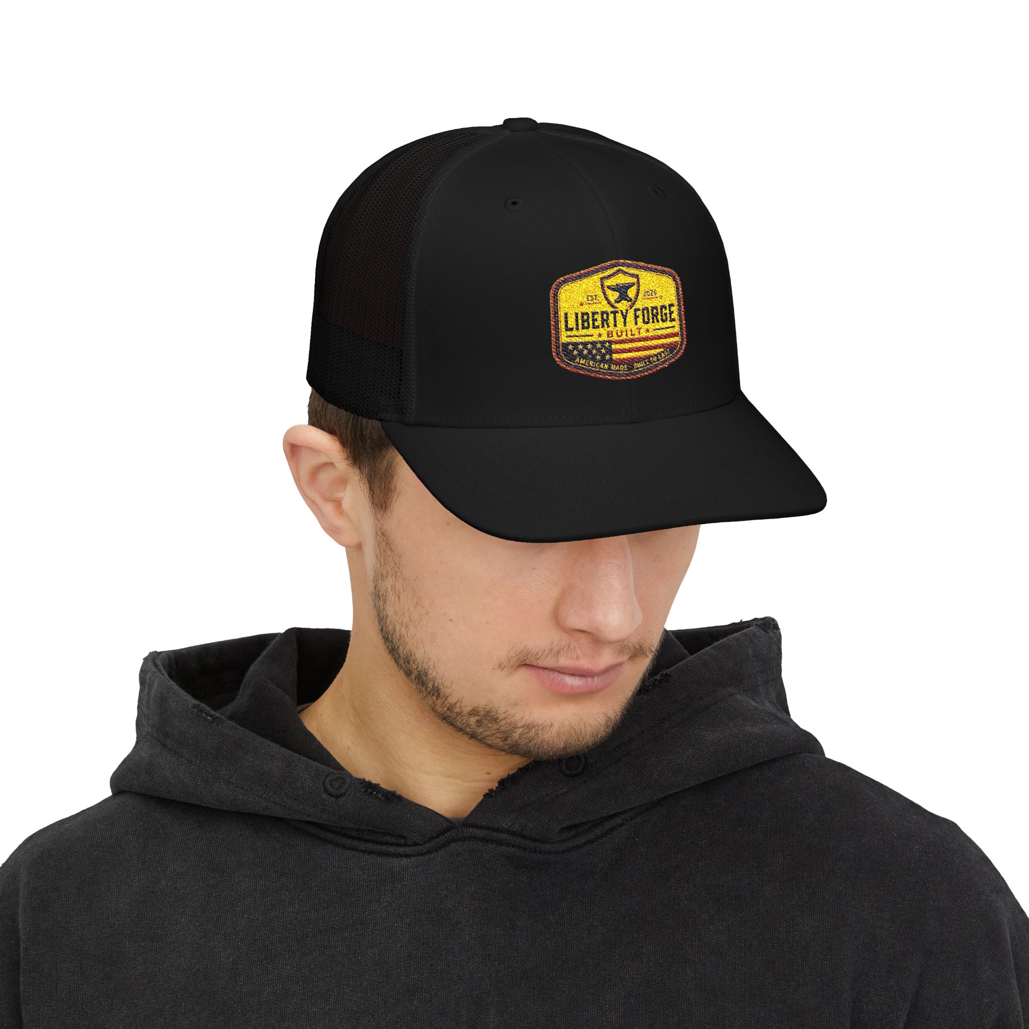 Liberty Forge Patch Cap - Vintage Americana Colorway | Structured Trucker Hat 15 Liberty Forge Patch Cap - Vintage Americana Colorway | Structured Trucker Hat - Image 15