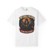 The Grill Reaper Fear the Flavor T-shirt | BBQ Skeleton Cooking Tee