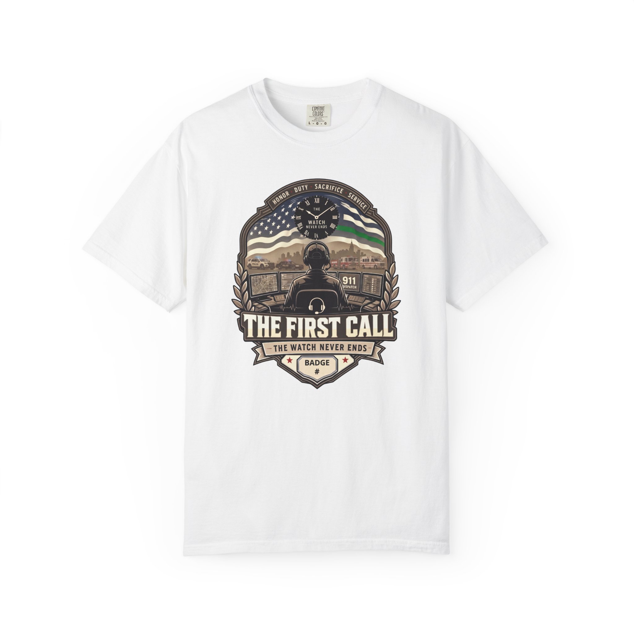 The First Call Dispatcher Badge shirt | Thin Green Line American Flag design 4 The First Call Dispatcher Badge shirt | Thin Green Line American Flag design - Image 4