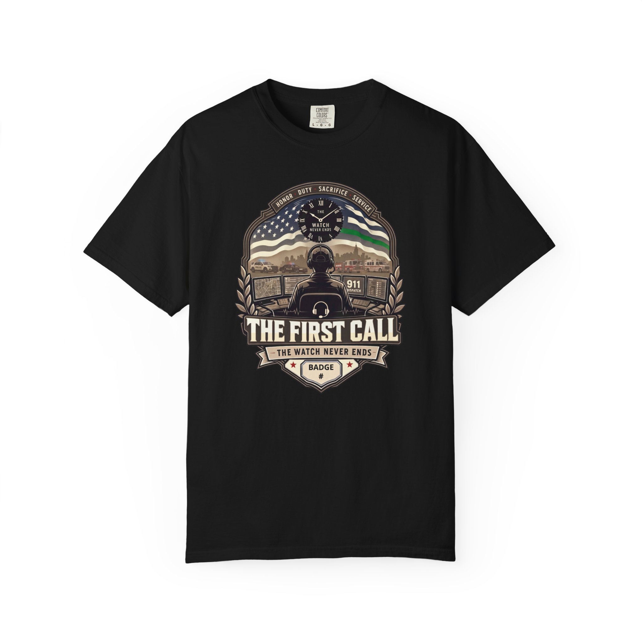 The First Call Dispatcher Badge shirt | Thin Green Line American Flag design 11 The First Call Dispatcher Badge shirt | Thin Green Line American Flag design - Image 11