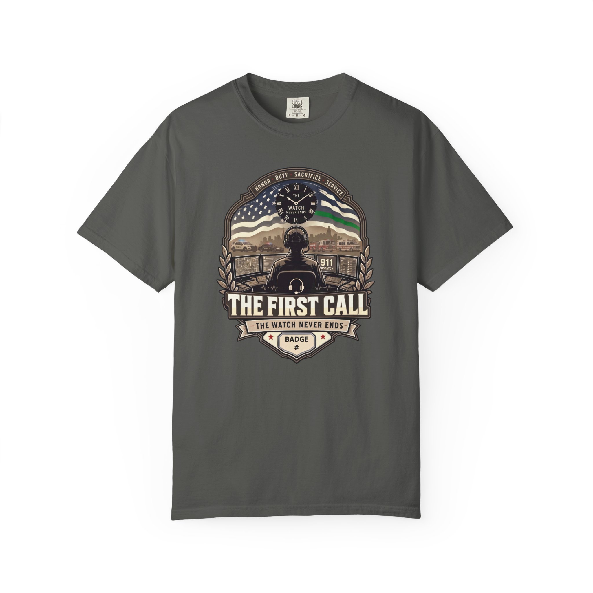 The First Call Dispatcher Badge shirt | Thin Green Line American Flag design 3 The First Call Dispatcher Badge shirt | Thin Green Line American Flag design - Image 3