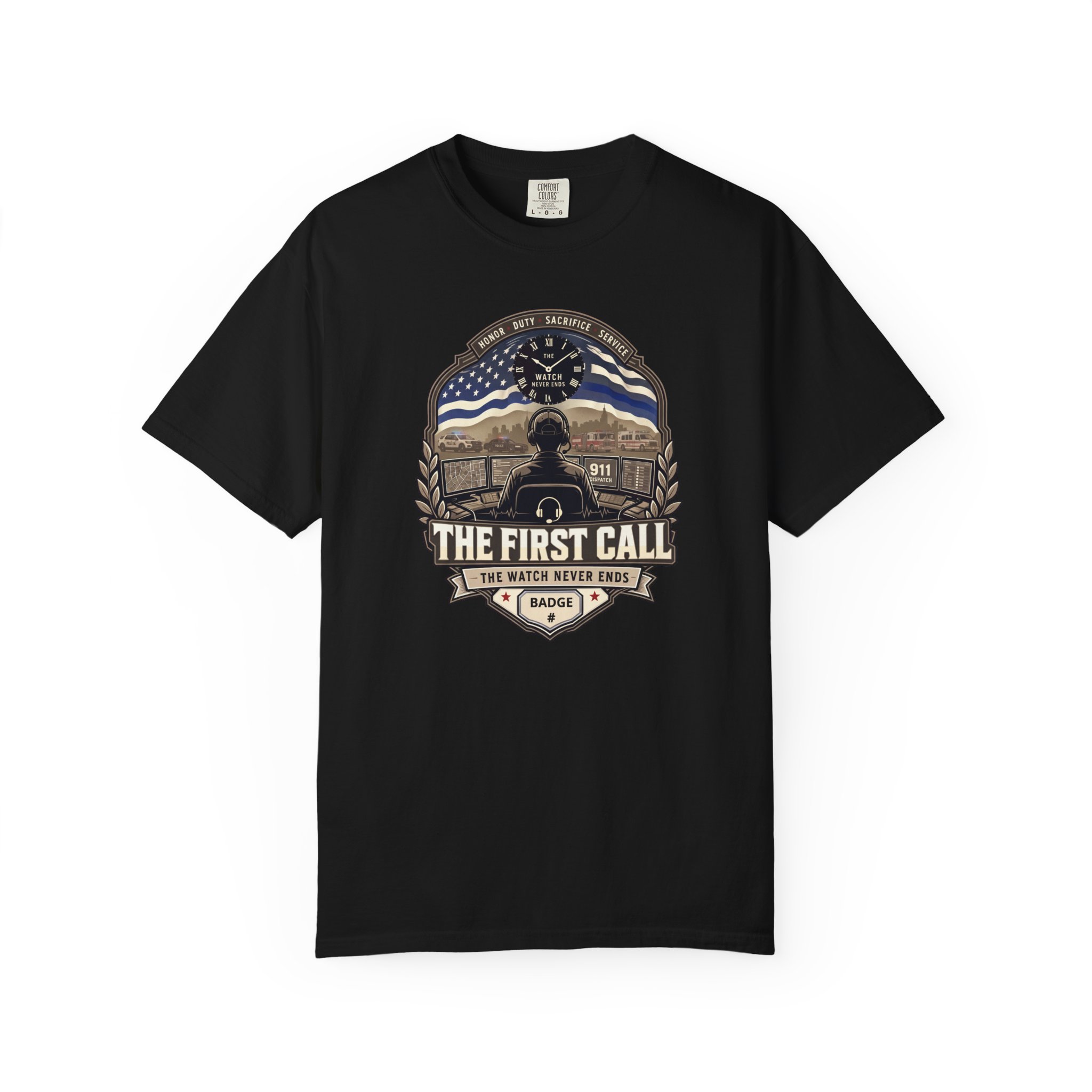 The First Call Dispatcher Badge shirt | Thin Blue Line American Flag design 10 The First Call Dispatcher Badge shirt | Thin Blue Line American Flag design - Image 10